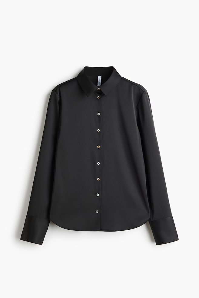 Chemise ajustée en twill - Noir - 1