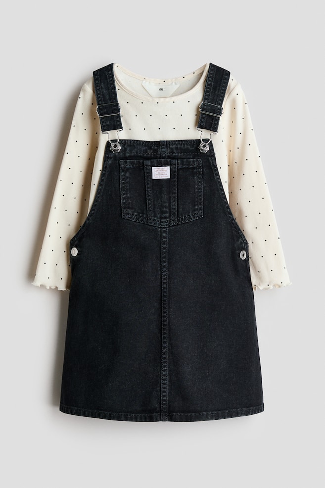 2-Piece Dress and Top Set - Light beige/denim black/Light pink/hearts - 1