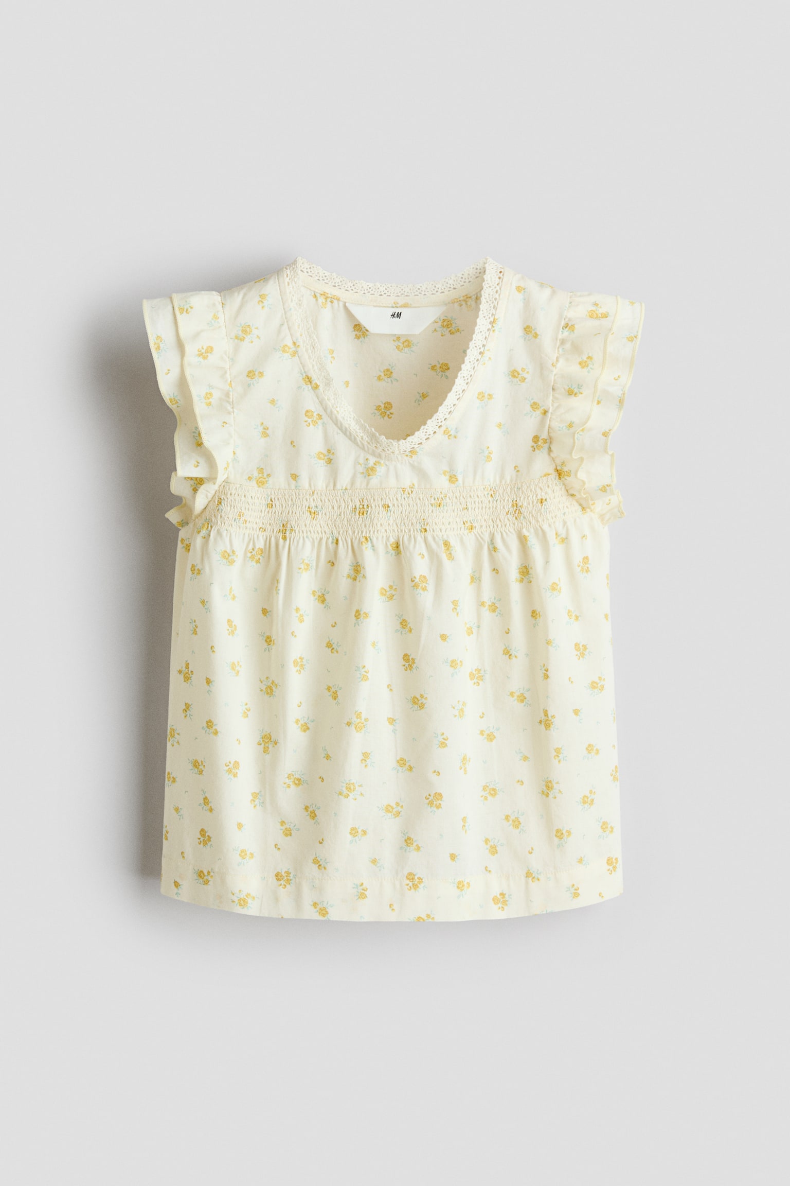 Bluse mit Volantärmeln - Hellgelb/Geblümt/Weiß/Hellrosa/Hellblau