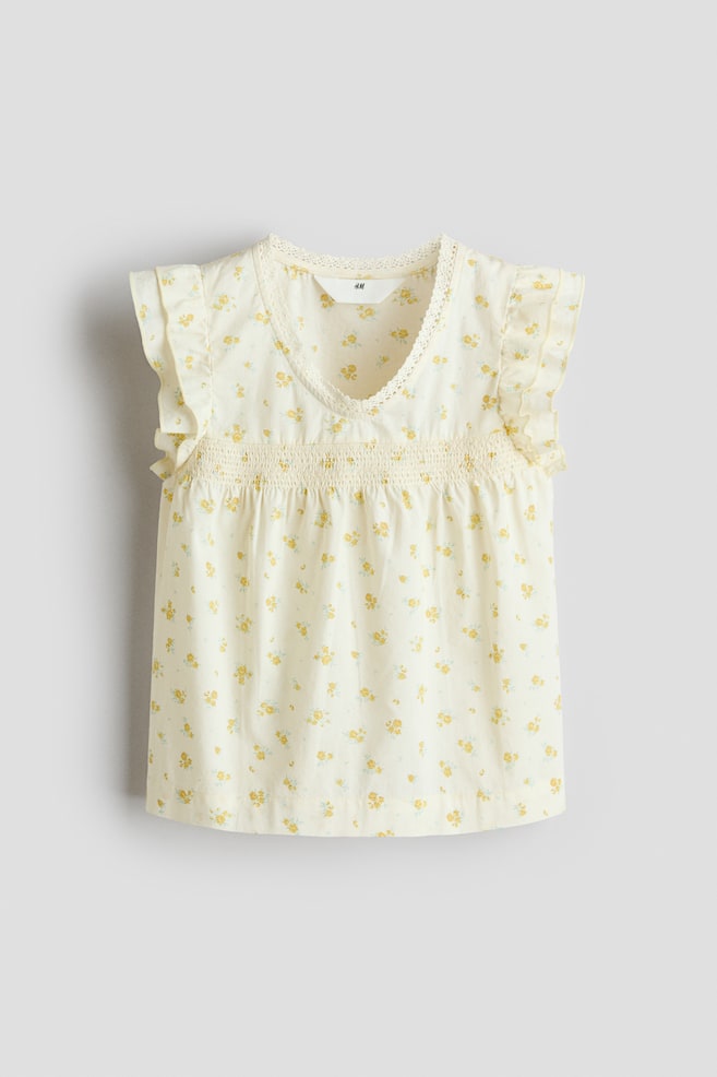 Flutter-Sleeved Blouse - Light yellow/floral/Light blue/White/Light pink - 1
