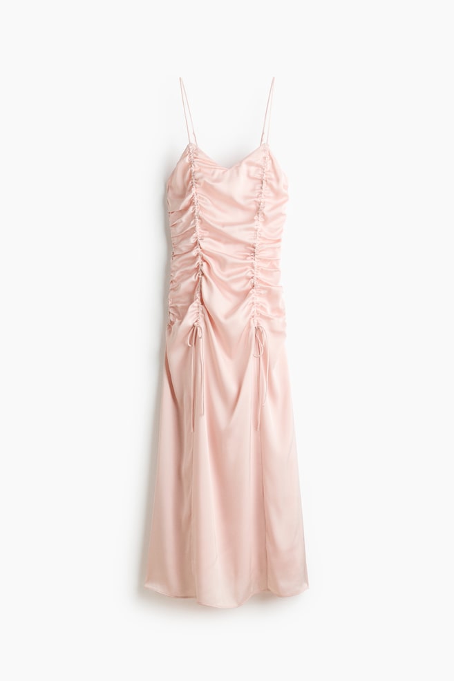 Drawstring-detail satin dress - Powder pink/Grey - 1