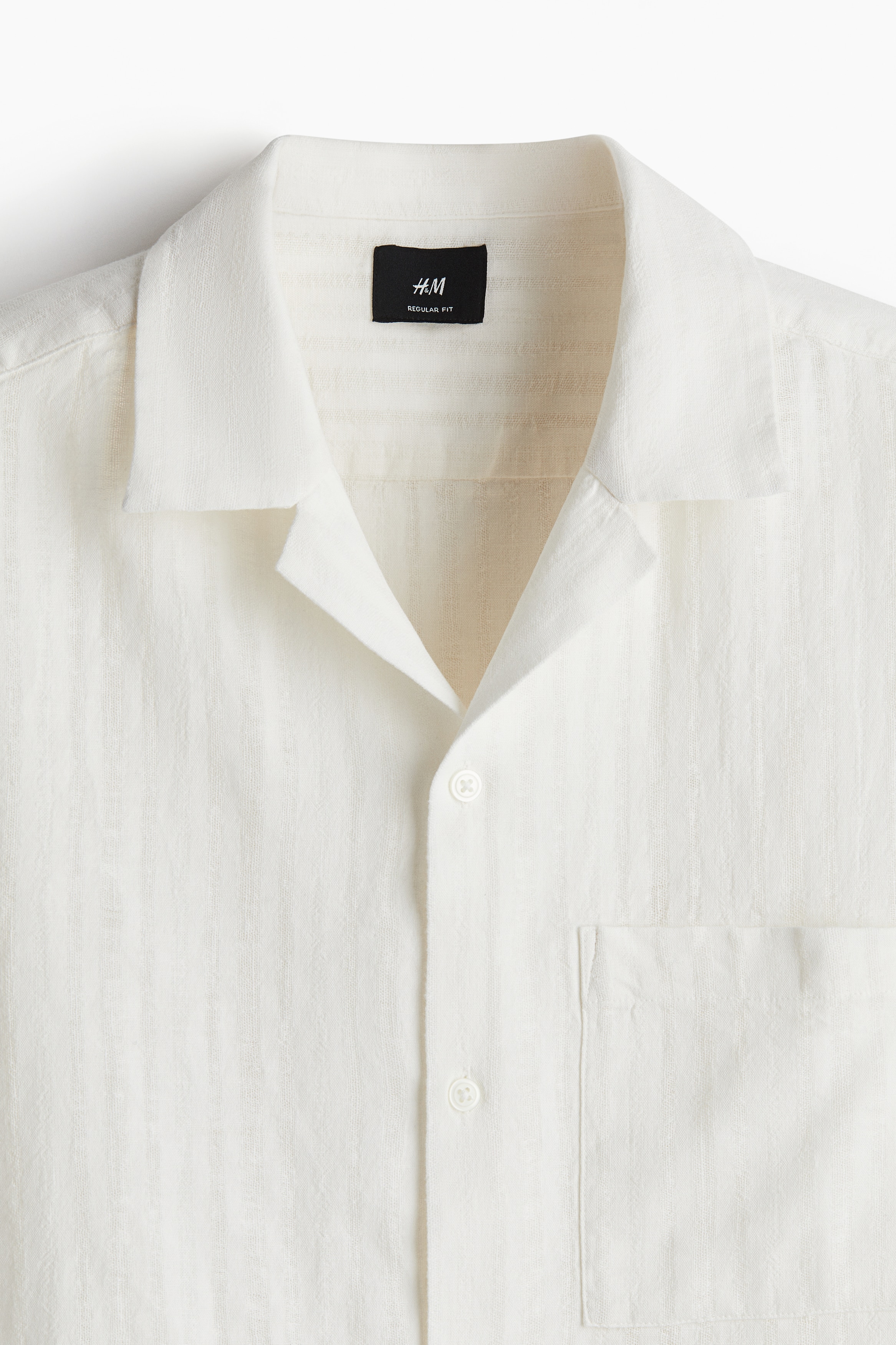 Men's Cream Regular-Fit Linen-Blend Resort Shirt | H&M CA