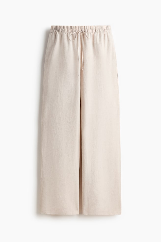 Linen-Blend Pants - Light beige/Dark brown/White/Black/Light turquoise/White/light blue striped/Light beige/Cream/striped/Dark khaki green - 1