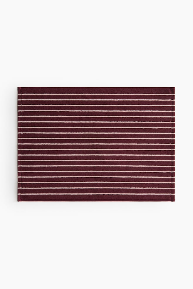 Cotton Terry Bath Mat - Burgundy/light pink striped/Light blue/dark red striped/Light gray/blue striped - 1