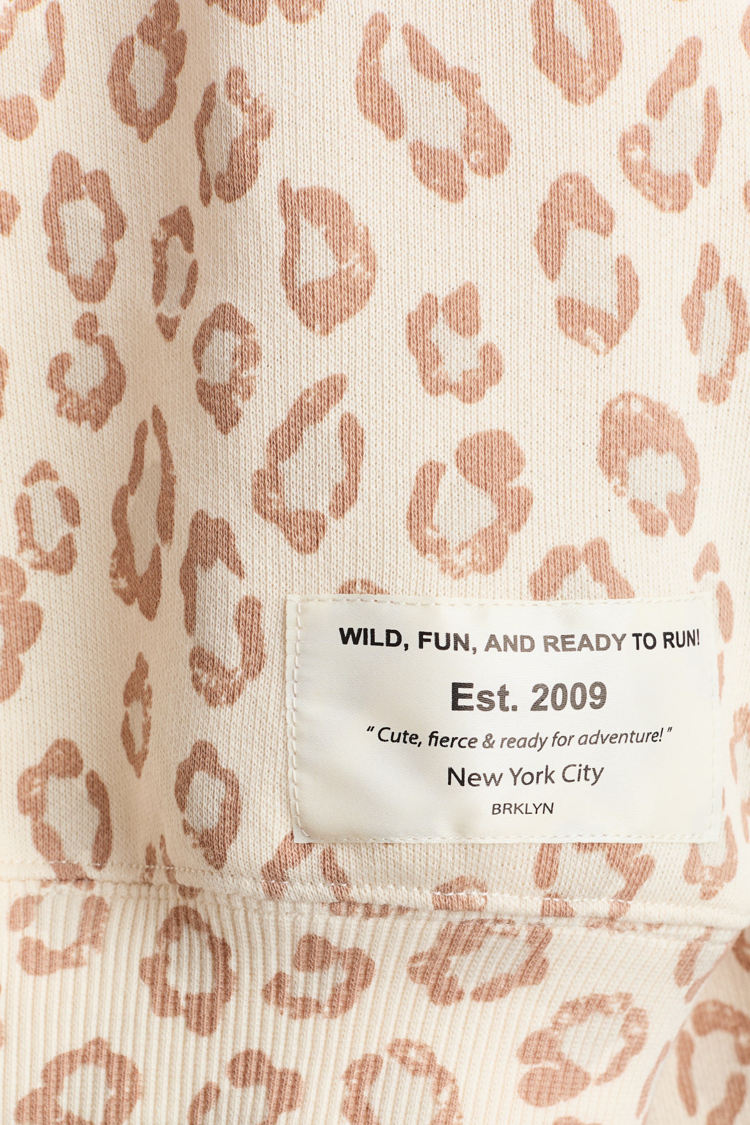 Oversized hættetrøje med mønster - Lys beige/Leopardmønster - 2