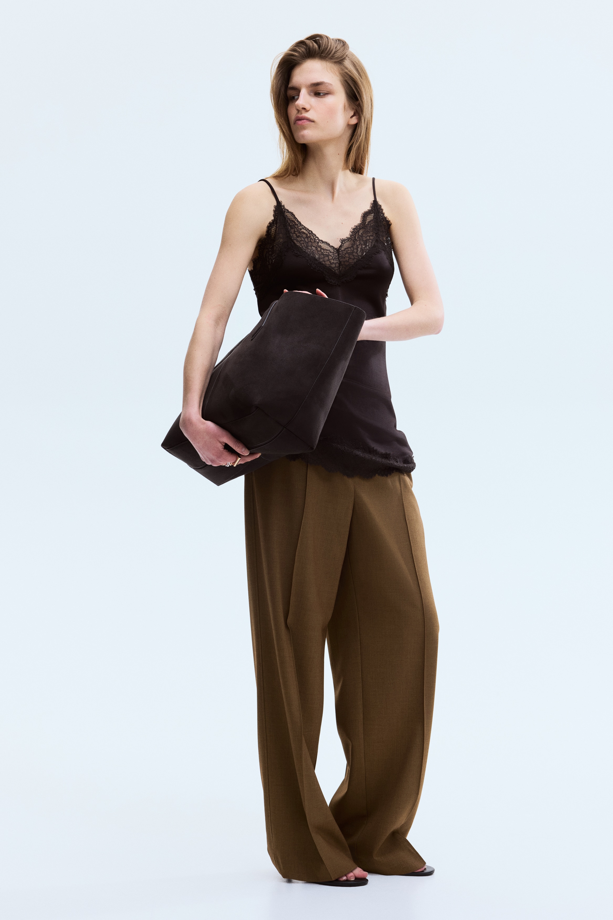 Broek met persvouwen - Donker kakigroen/Bruin/Donkergrijs/Zwart/Donkerbruin