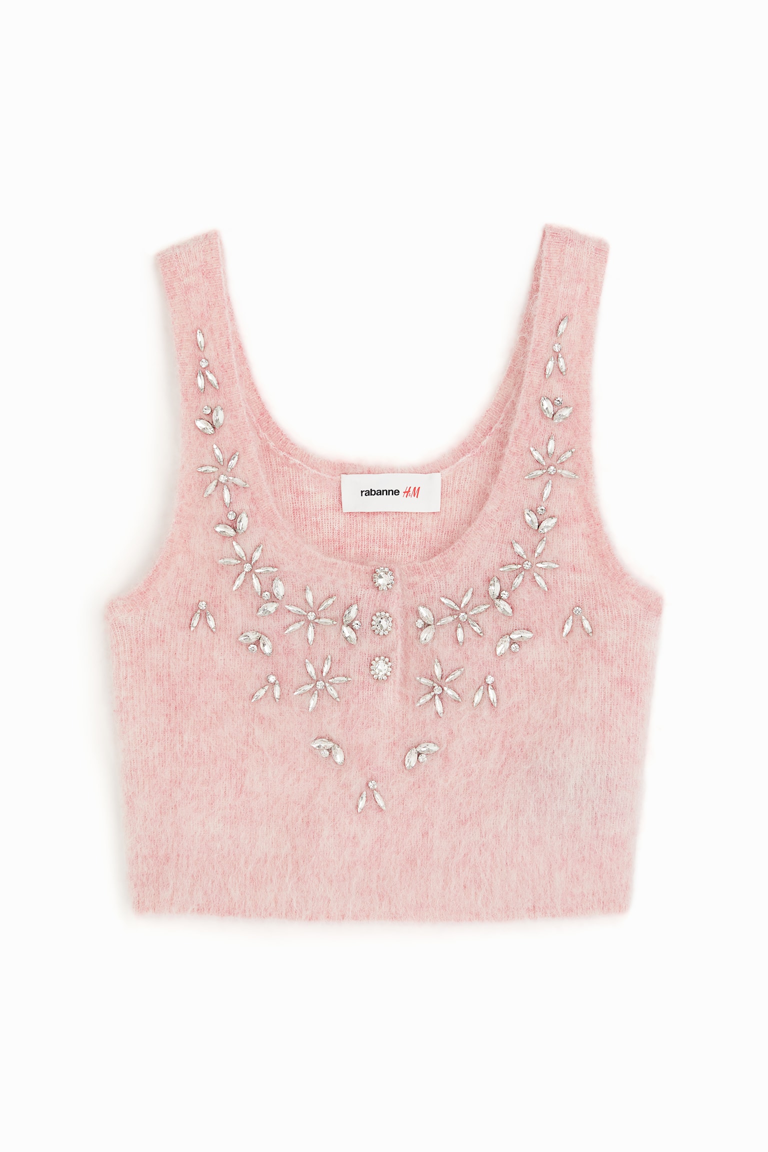 Embellished Mohair-blend Tank Top - Light pink
