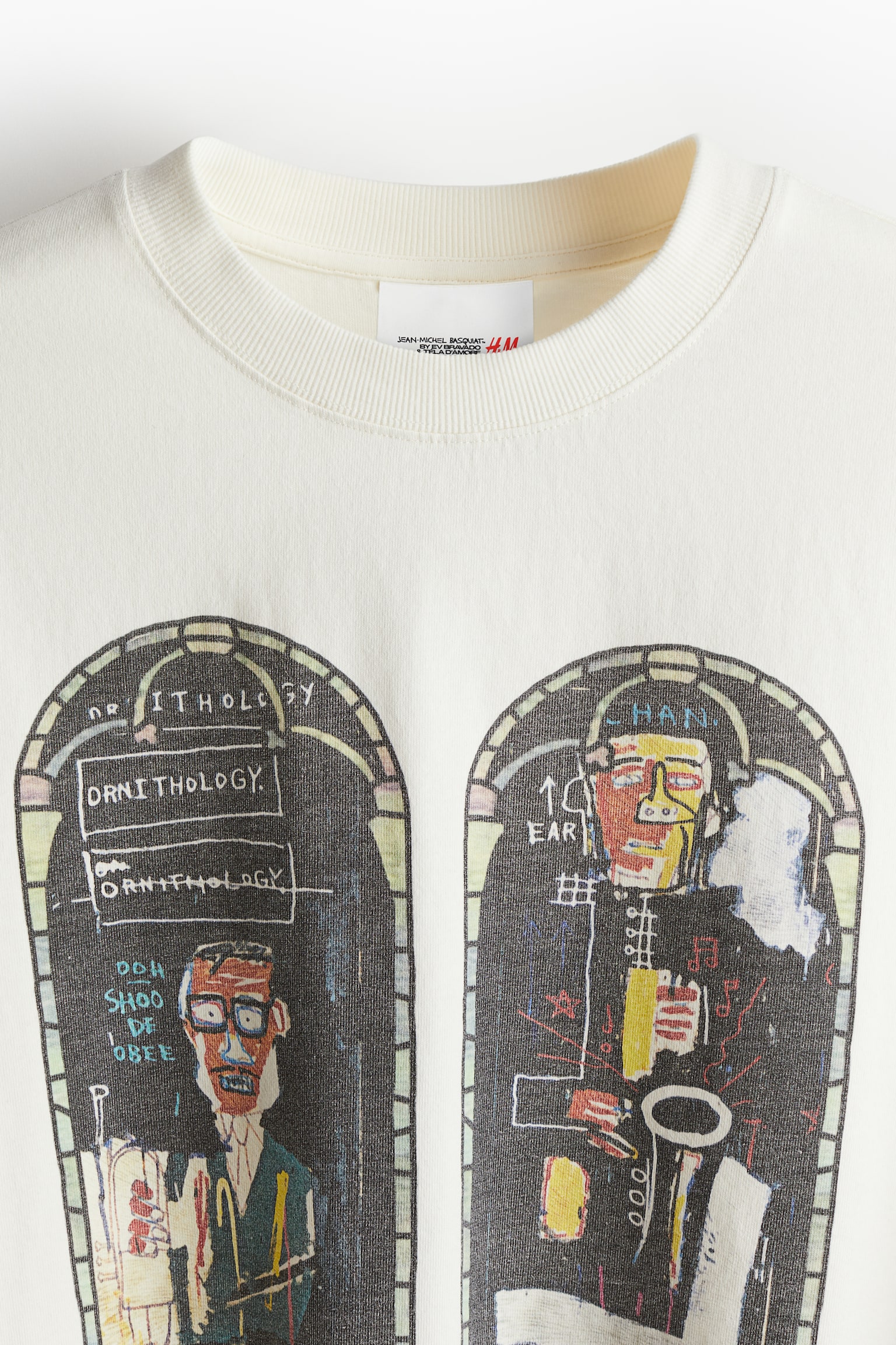 Oversized Fit Long-sleeved cotton top - Cream/Basquiat - 3