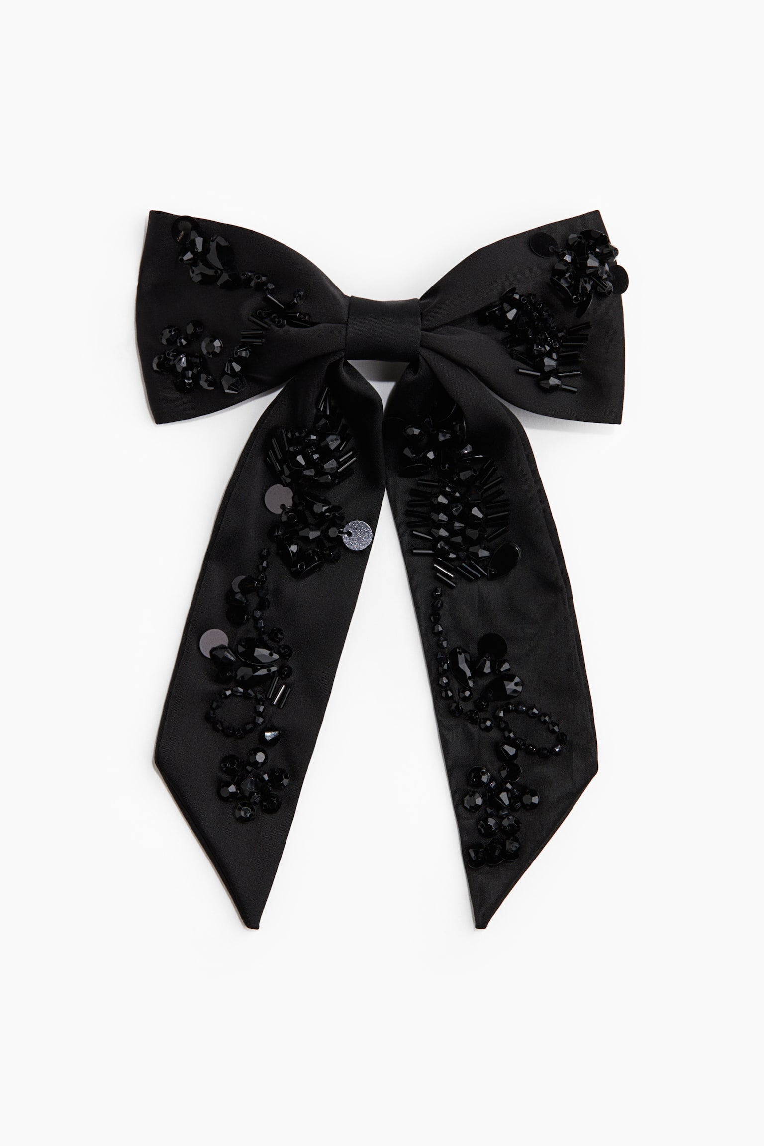 Embellished bow hair clip - Noir