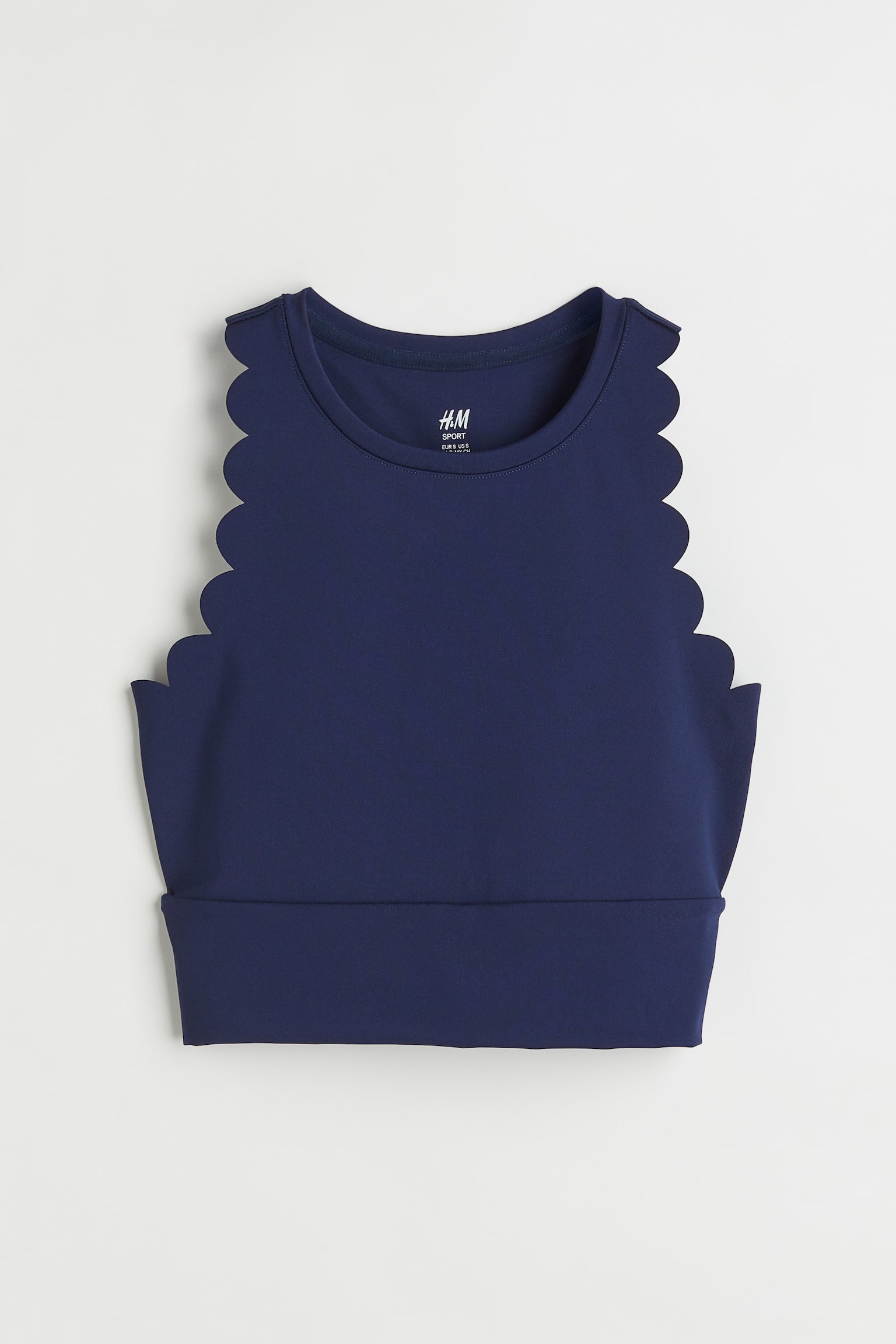 Cropped Scallop Edge Activewear Top - Navy blue/Bright red - 1