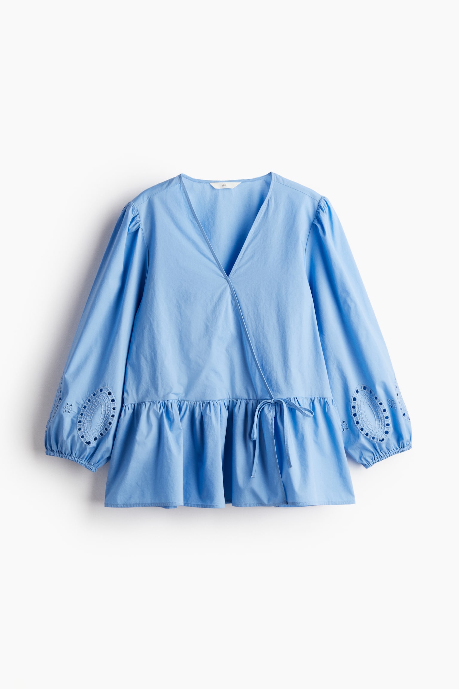 Broderie Anglaise Detail Blouse - Blue - 2