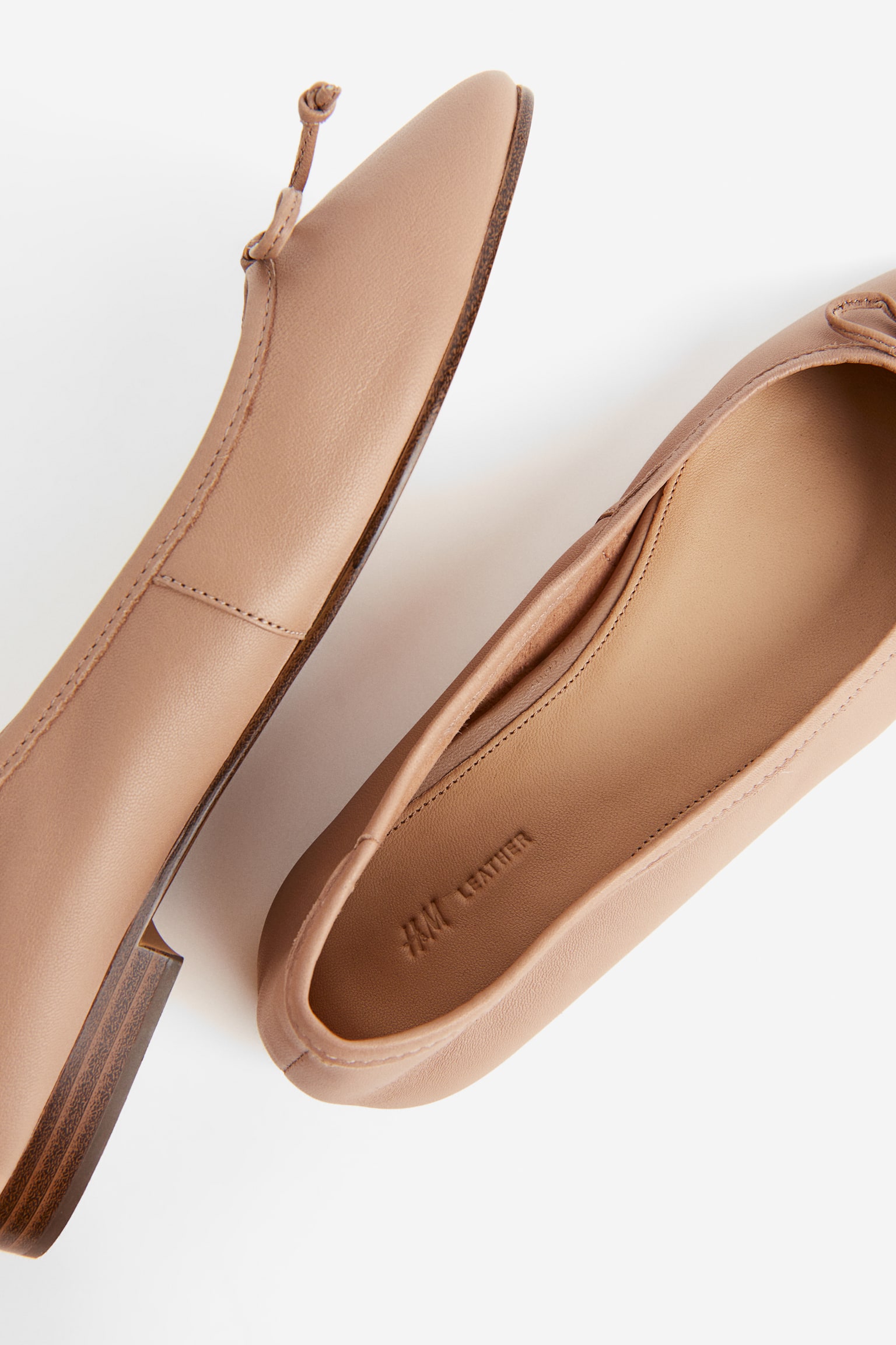 Ballerinas aus Leder - Dunkelbeige/Helles Mattrosa - 4