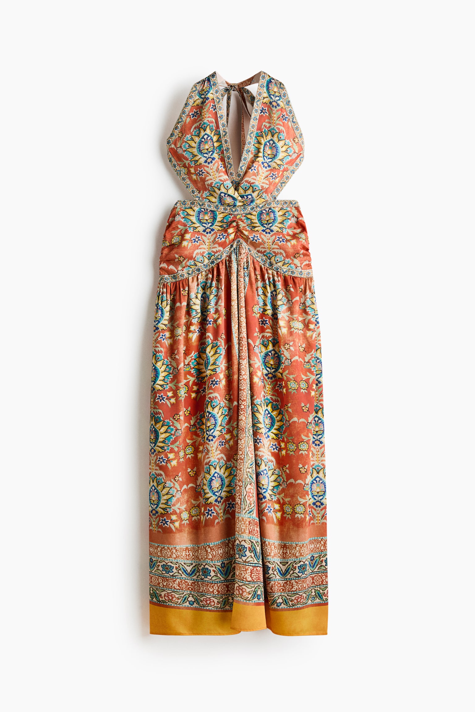 Neckholderkleid mit freiem Rücken - Orange/Gemustert - 1