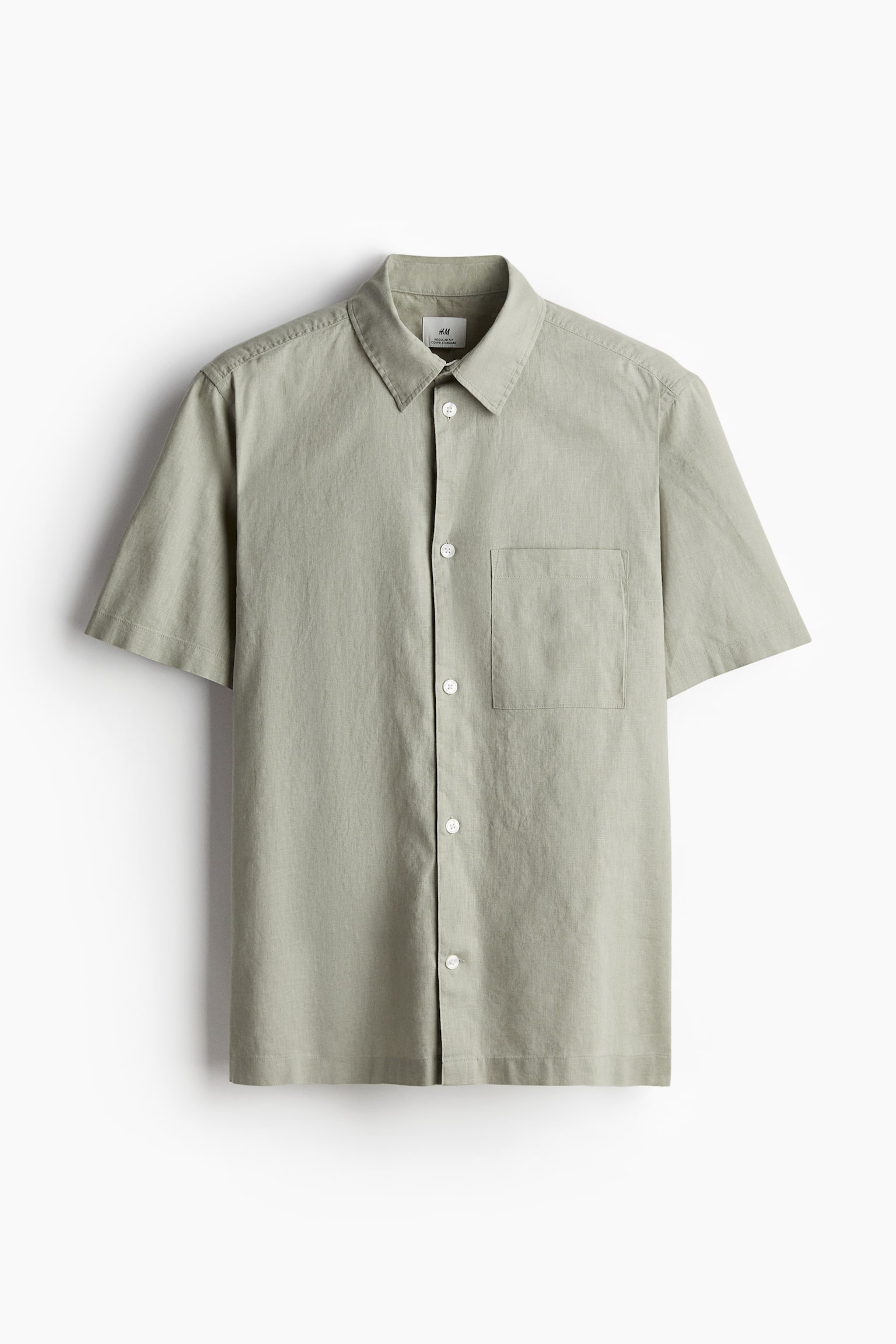 Regular Fit Short-sleeved linen-blend shirt - Sage green/White/Light blue/Black/Beige - 2