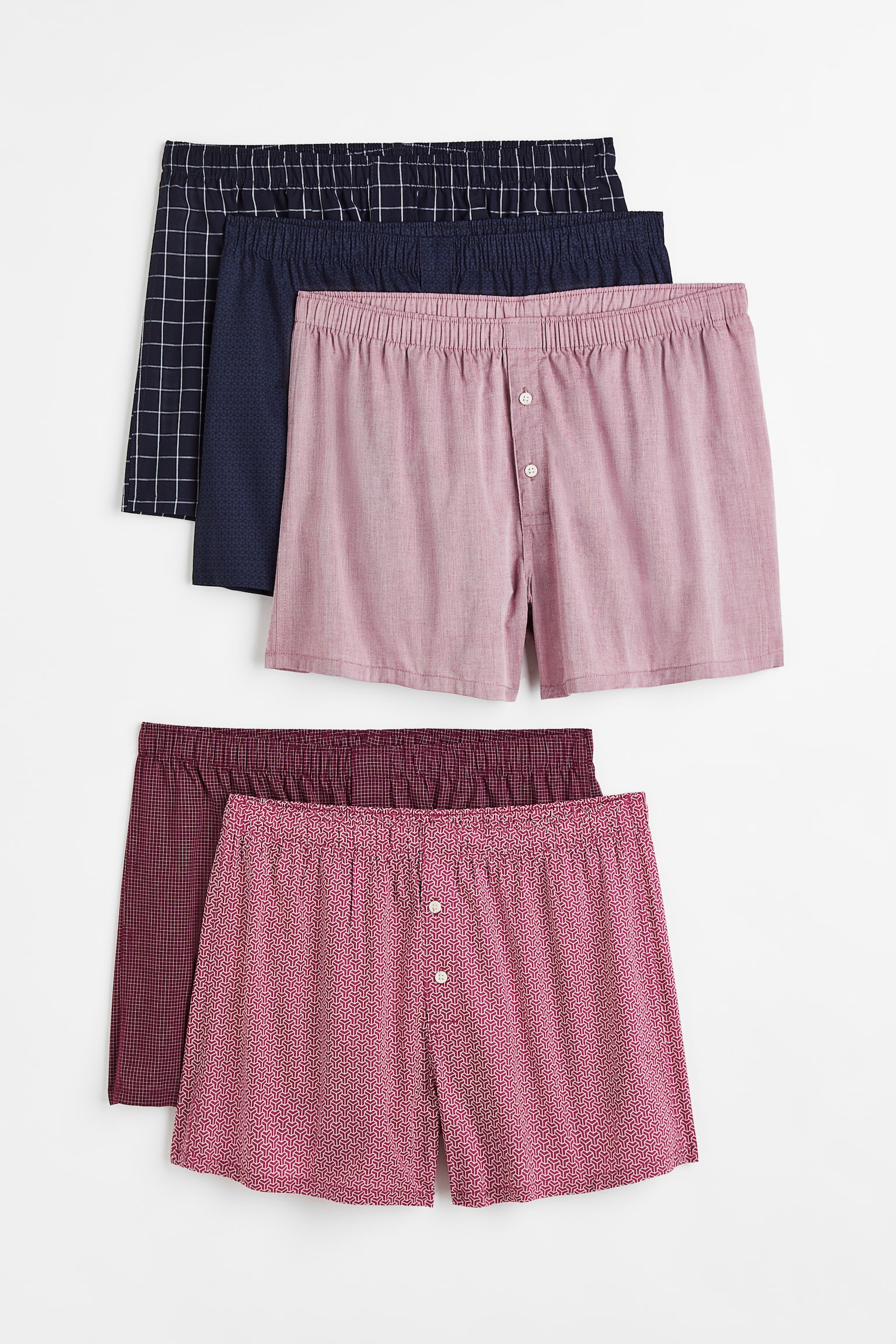5-pack woven cotton boxer shorts - Pink/patterned - 1