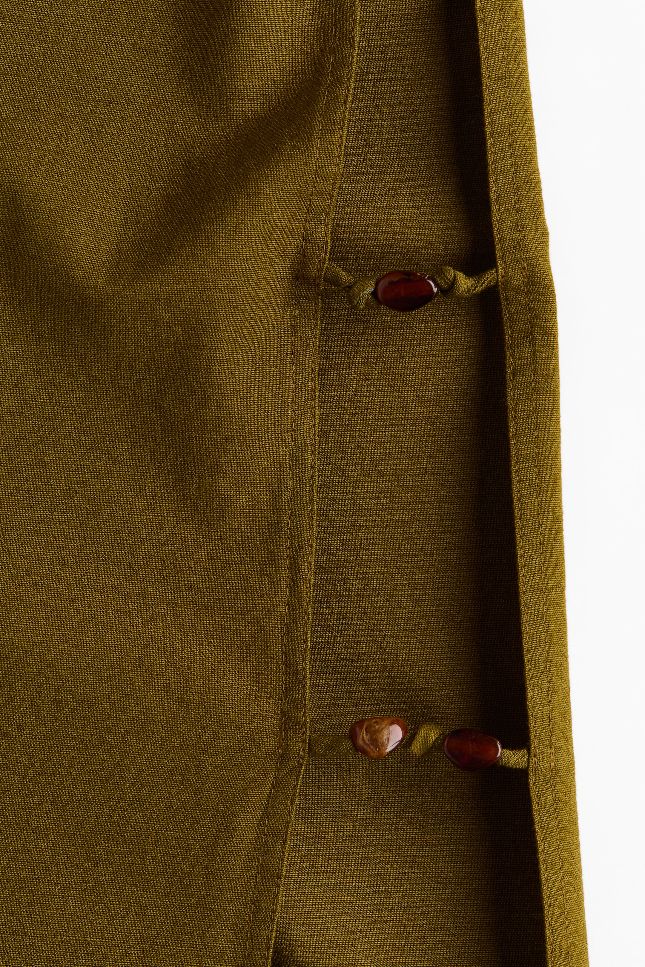 Linen-Blend Cutout Pants