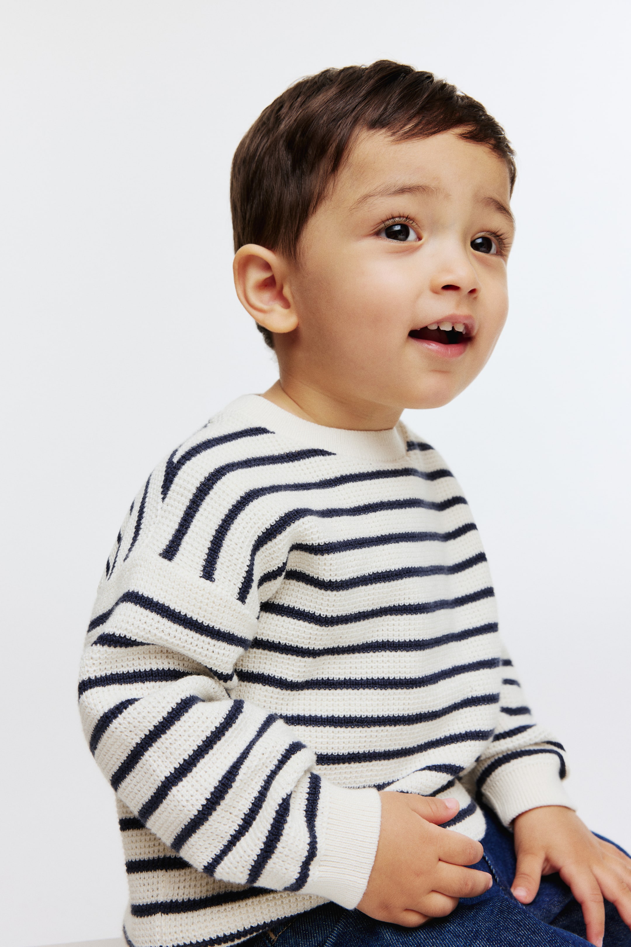 Ver imagen más grande: Jersey de algodón - Blanco/Rayas azul marino - NIÑOS | H&M ES 4