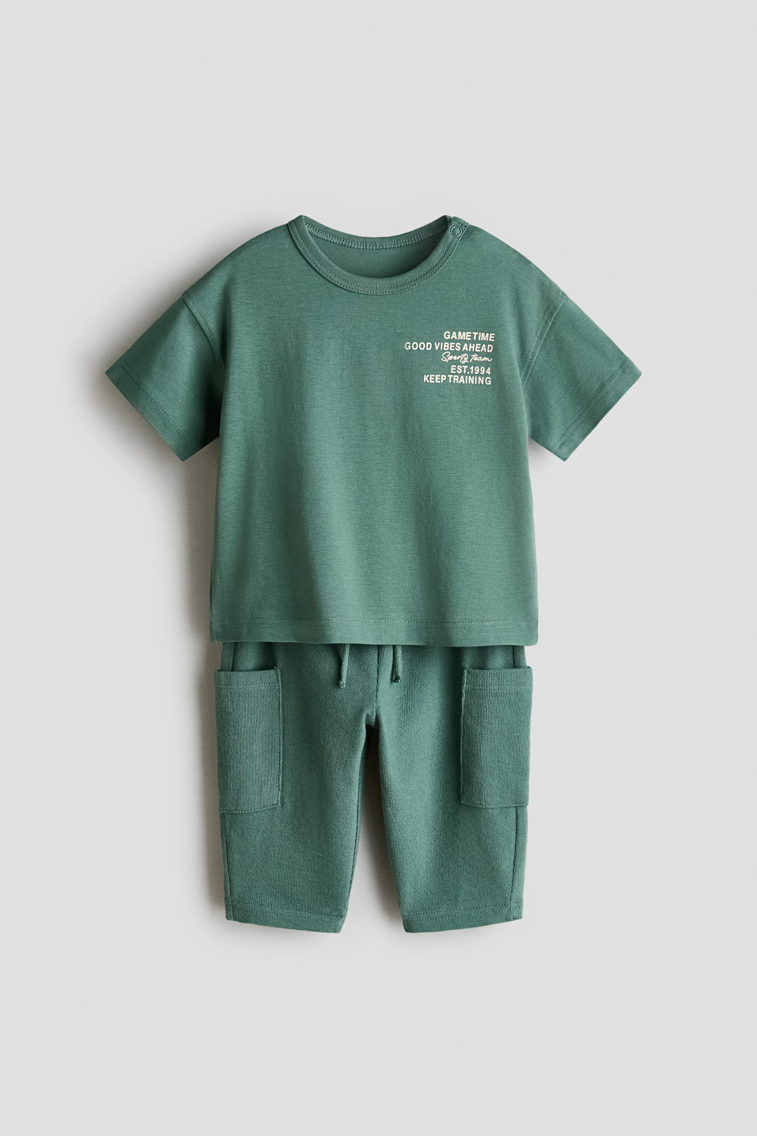 2-delt sæt i bomuld - Grøn/Game Time