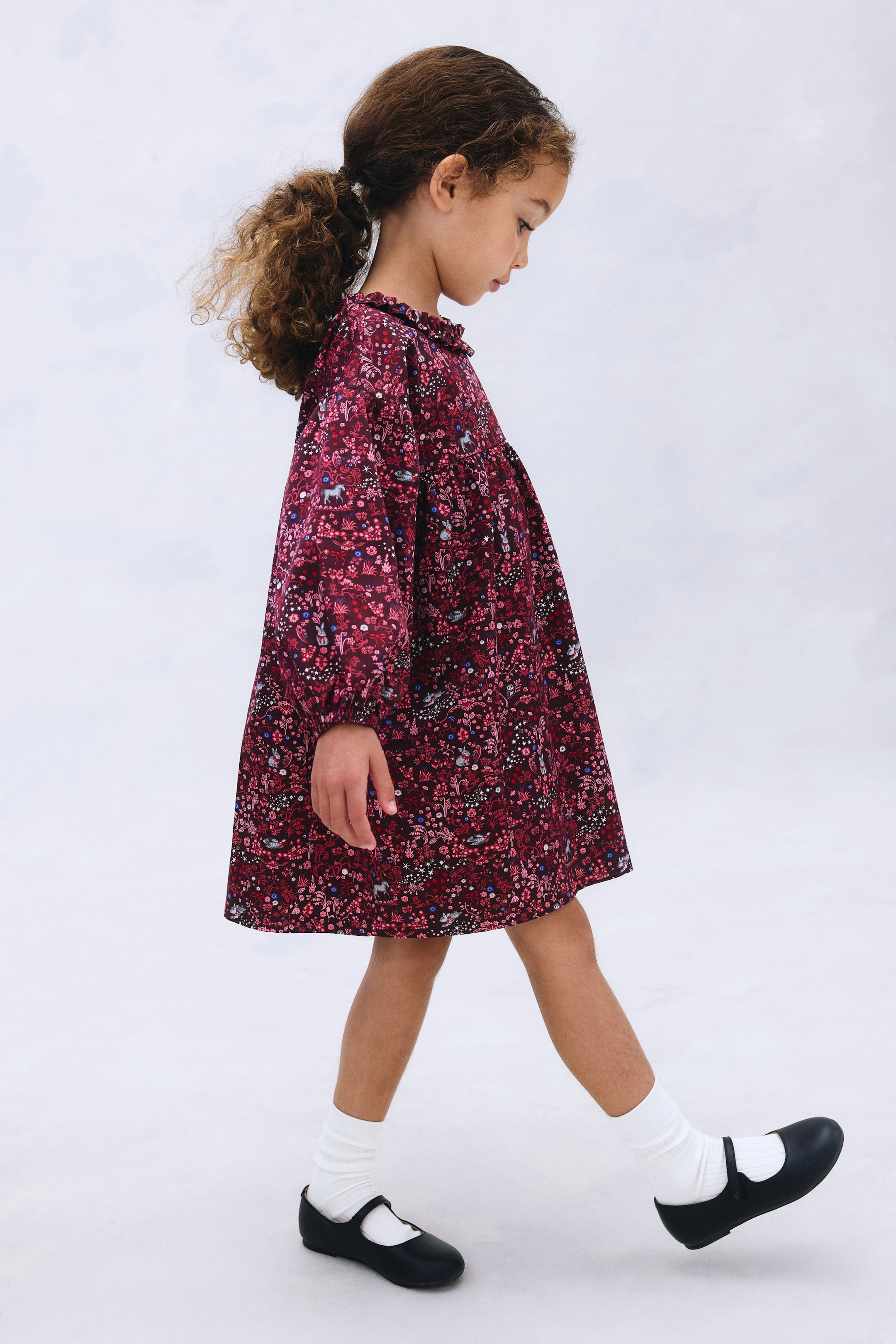 Zobacz większy obraz: Cotton muslin dress - Ciemnoczerwony/Kwiaty - Dziecko | H&M PL 2