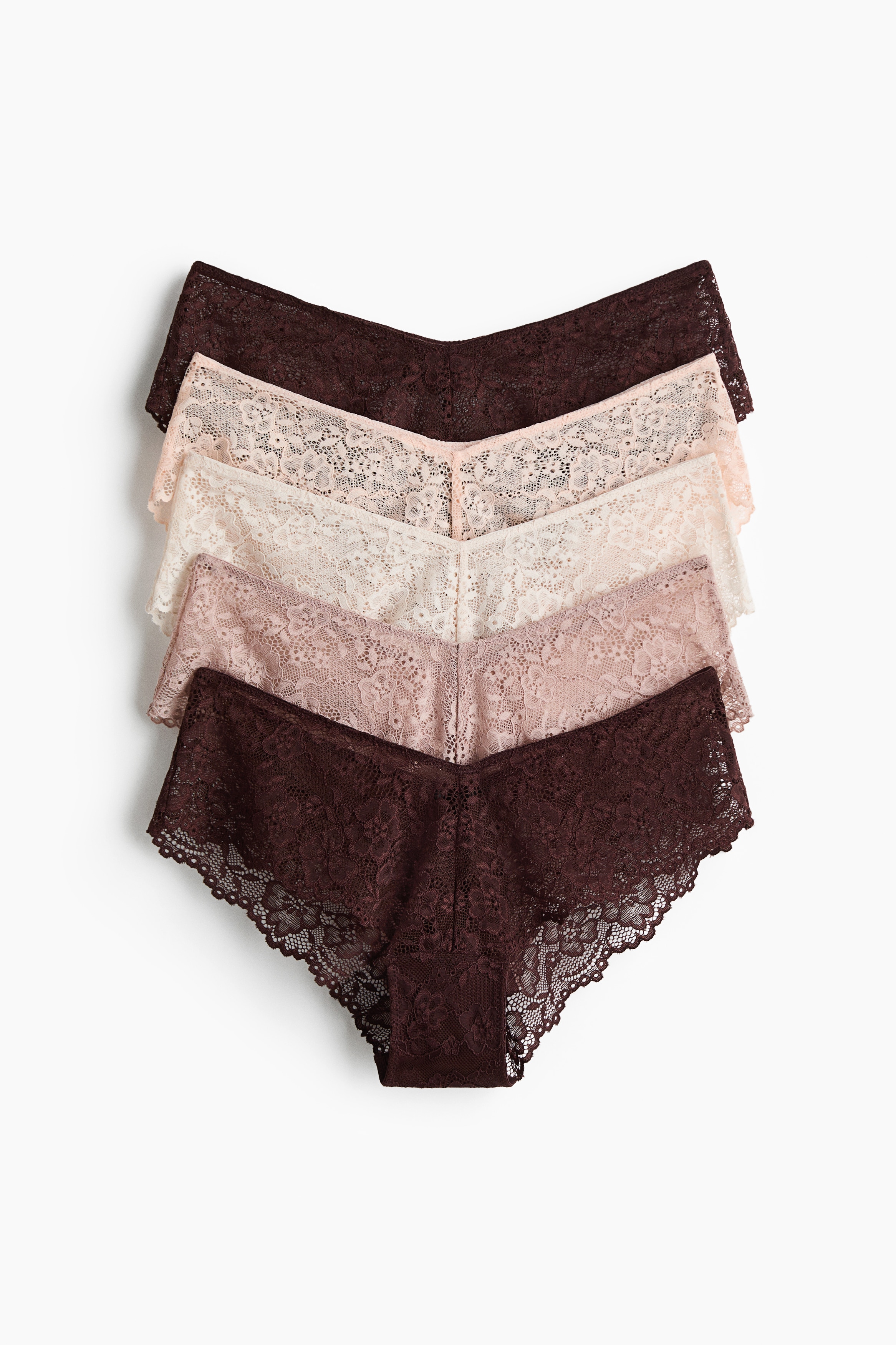 Women's Dark brown/pink 5-pack Lace Hipster Briefs | H&M CA