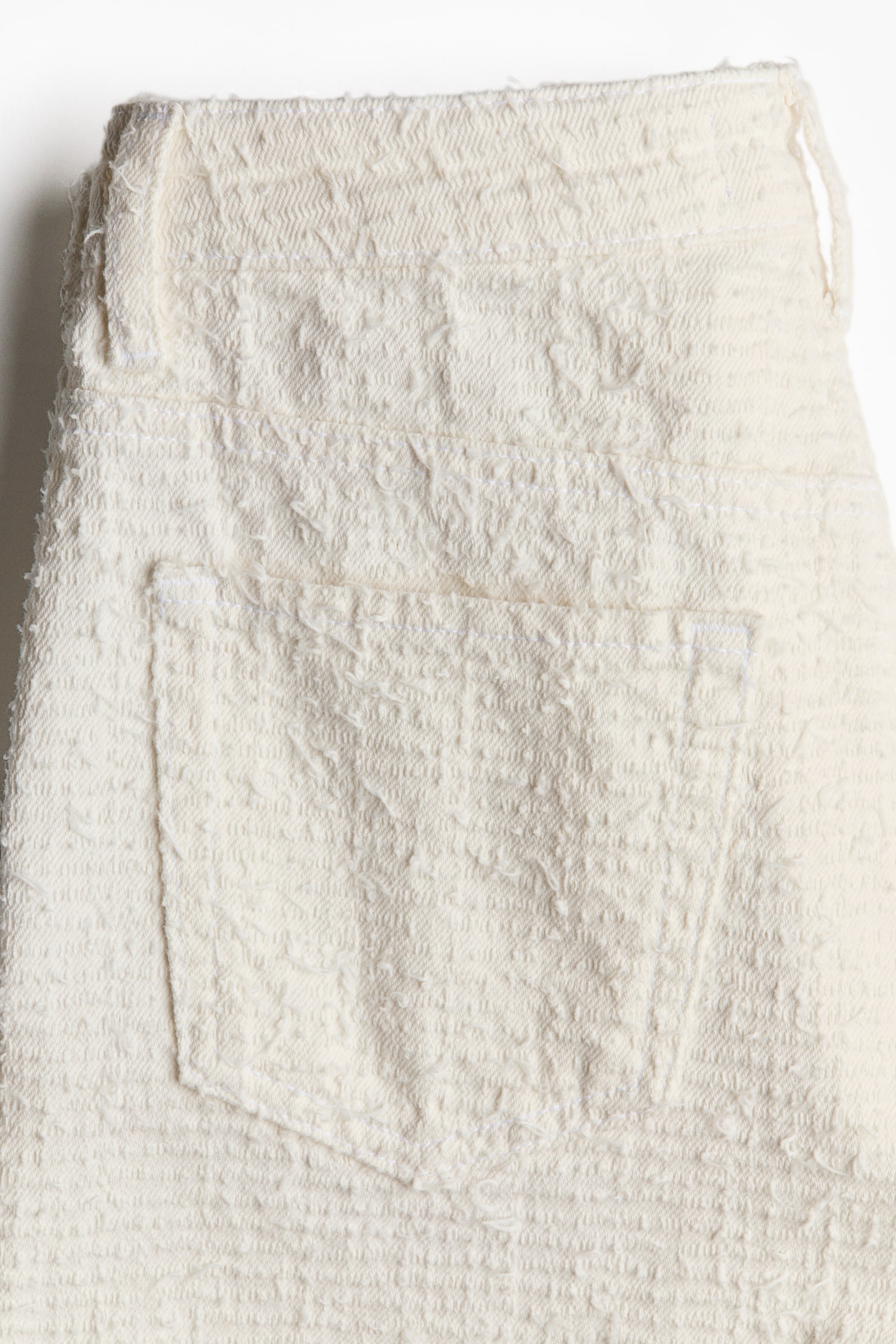 Bermude din twill texturat - Fildeșiu - 5