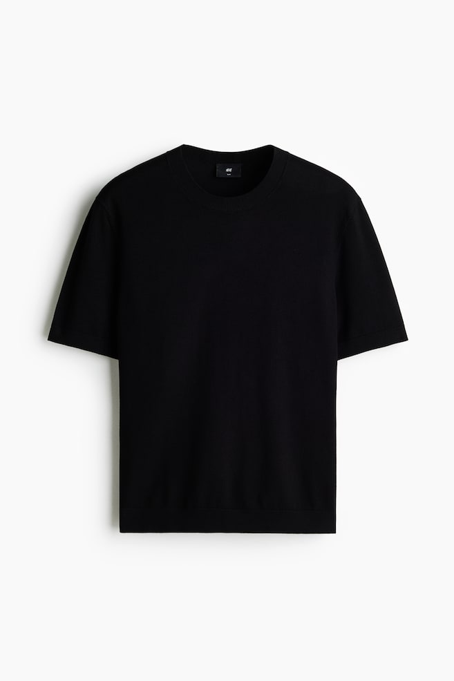 Slim-Fit Knit T-Shirt - Black/Beige/White - 1
