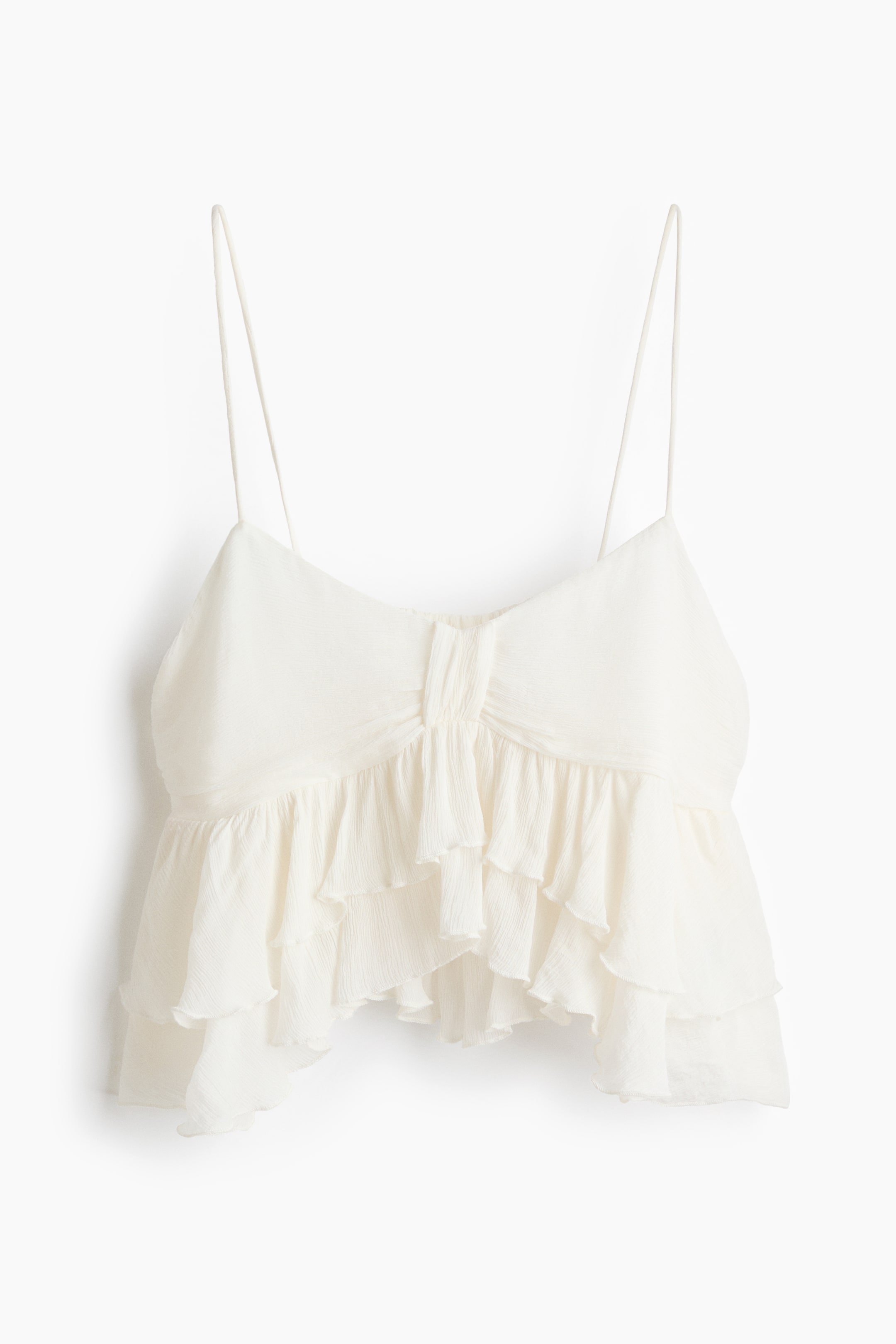 Crinkled Ruffle-Trimmed Top