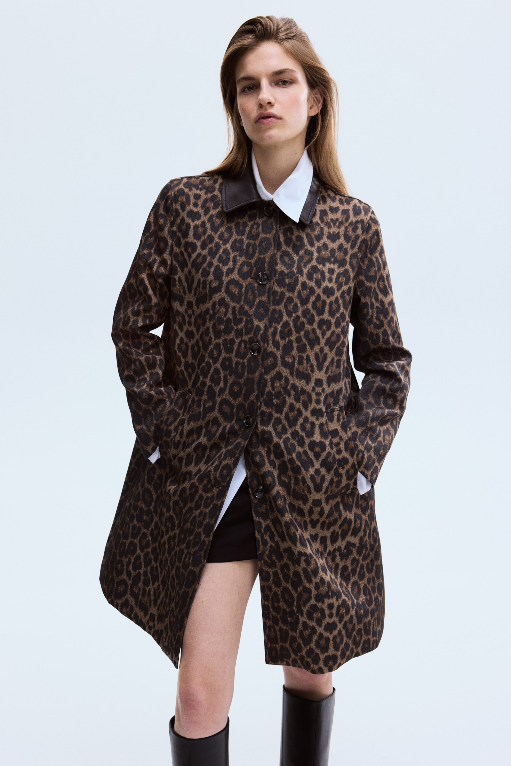 View larger image: Twill car coat - Brown/Leopard print - Ladies | H&M 1