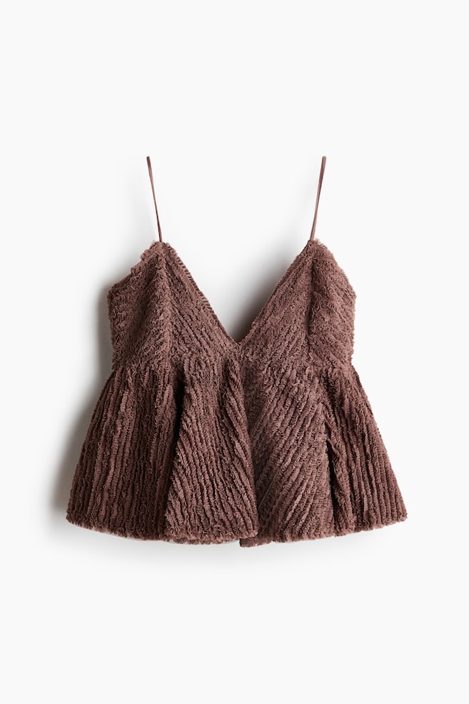 Top de tirantes espagueti con volantes - Topo oscuro/Crema - 1