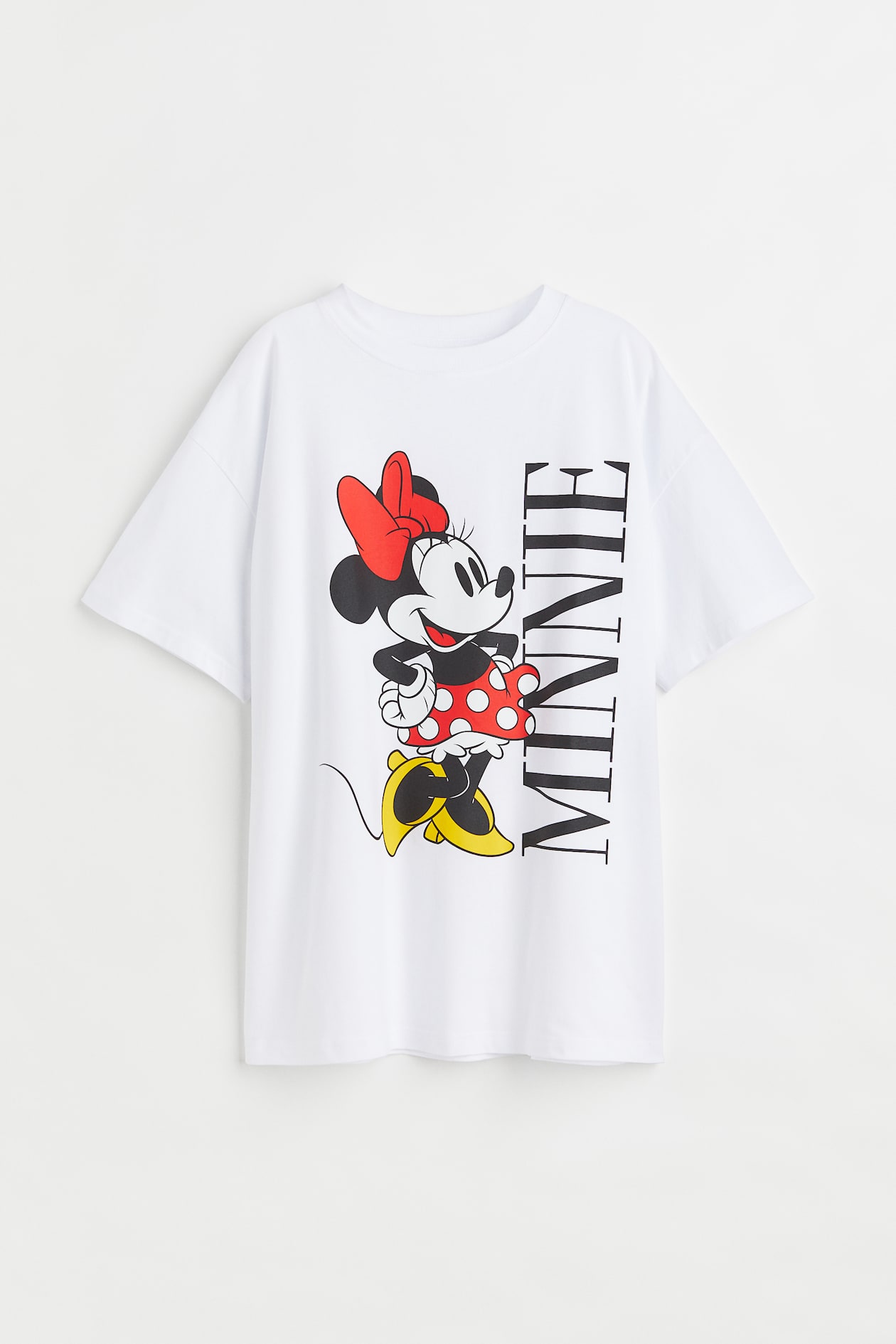 Oversized Printed T-shirt - Round Neck - Short sleeve - White/Minnie ...