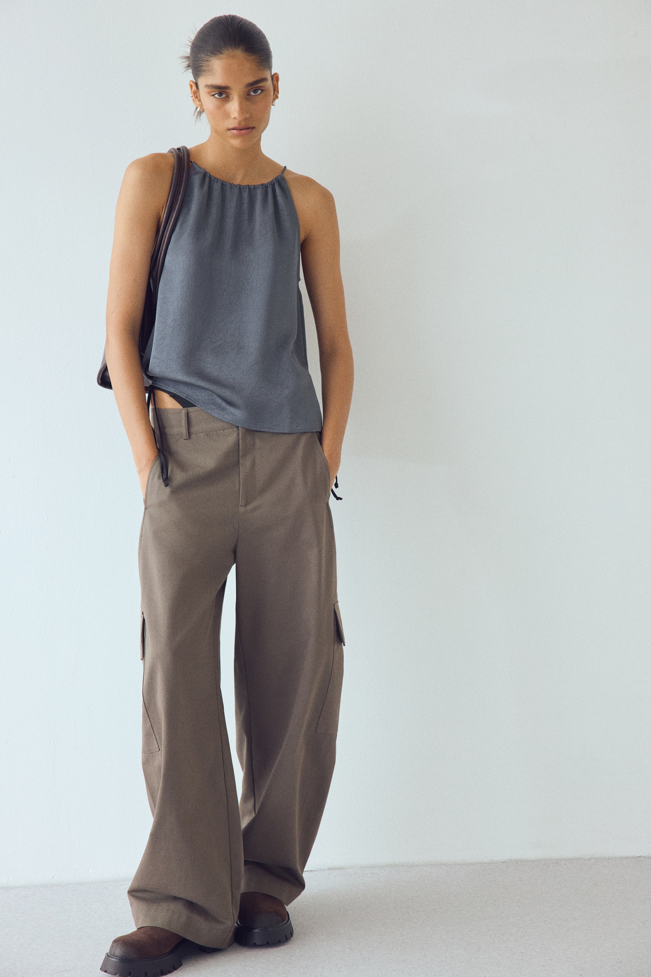 Crinkled Satin Top