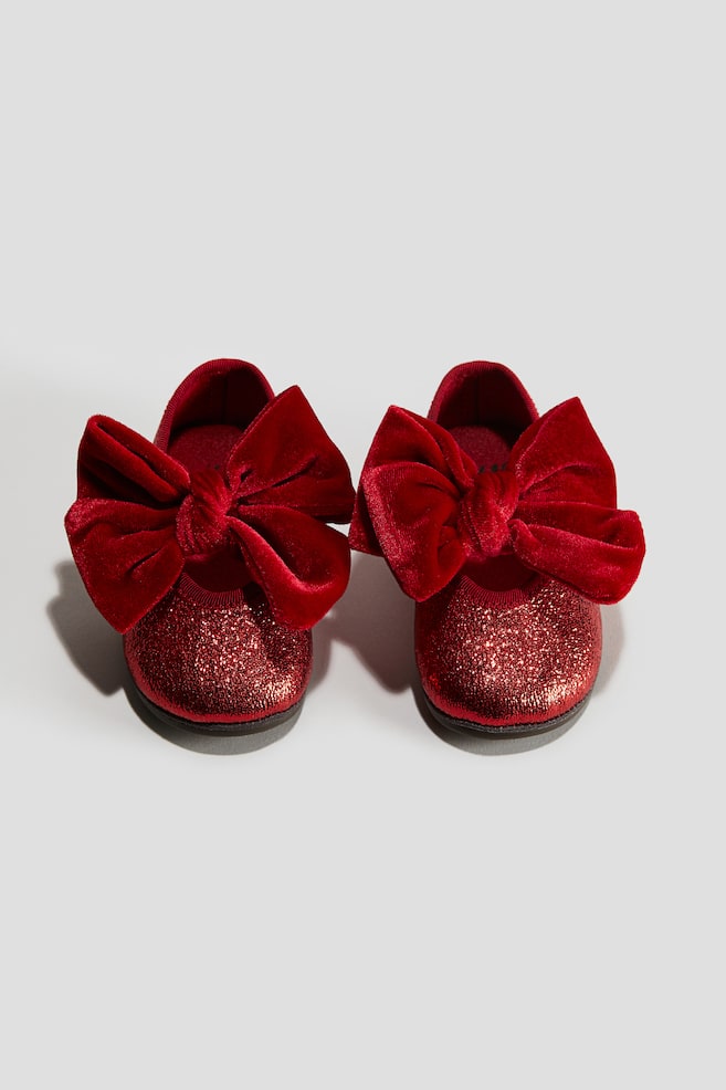 Ballerines avec nœud en velours - Rouge - 1