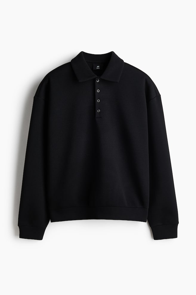 Oversized Scuba Polo Shirt - Black/White - 1