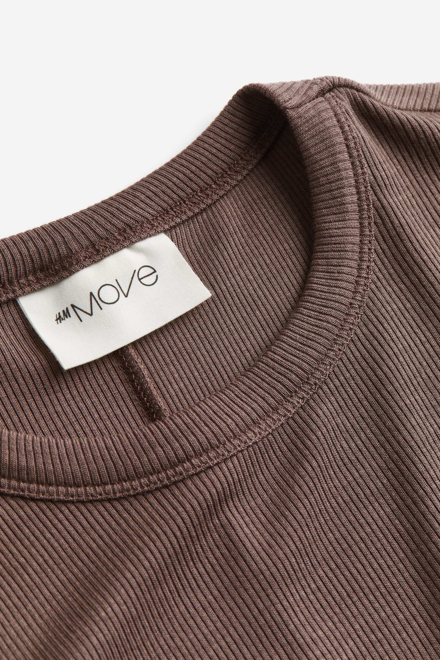 Ribbed sports top in DryMove™ - Brown - 5