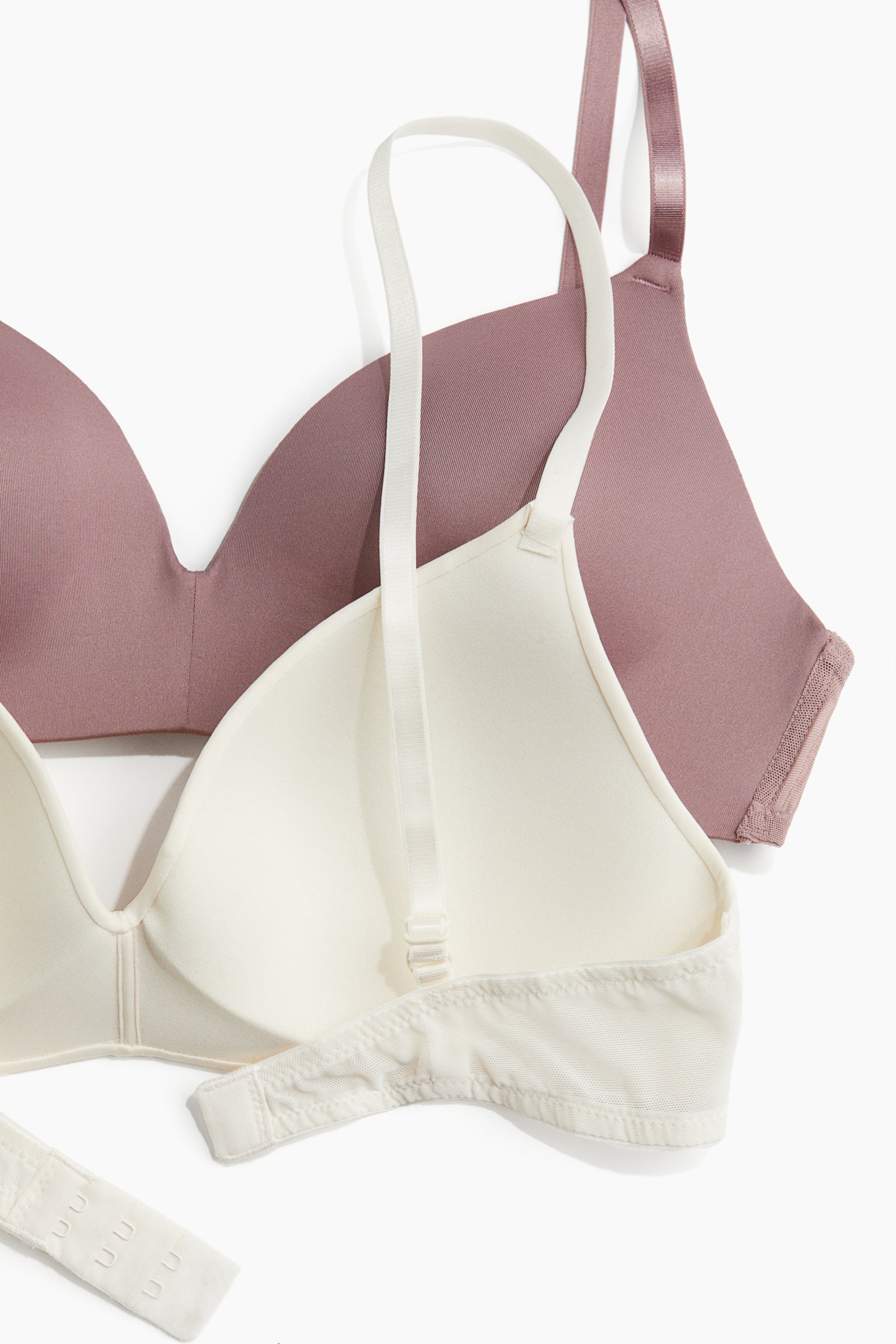 2-pack microfibre non-wired bras - Dusty pink/Cream/Beige/Black/Black/White/Beige/White - 4