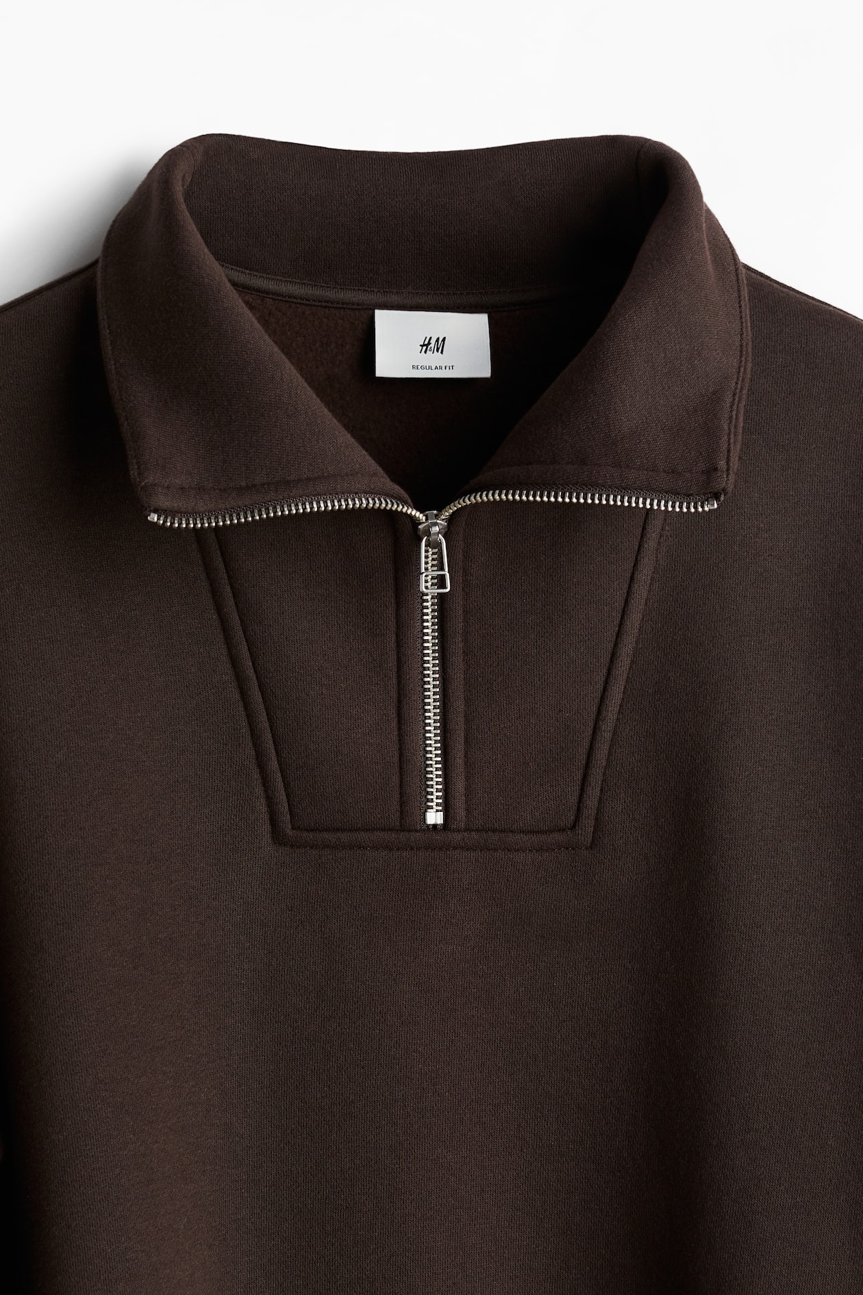 regular-fit-half-zip-sweatshirt-dark-brown-men-h-m-us