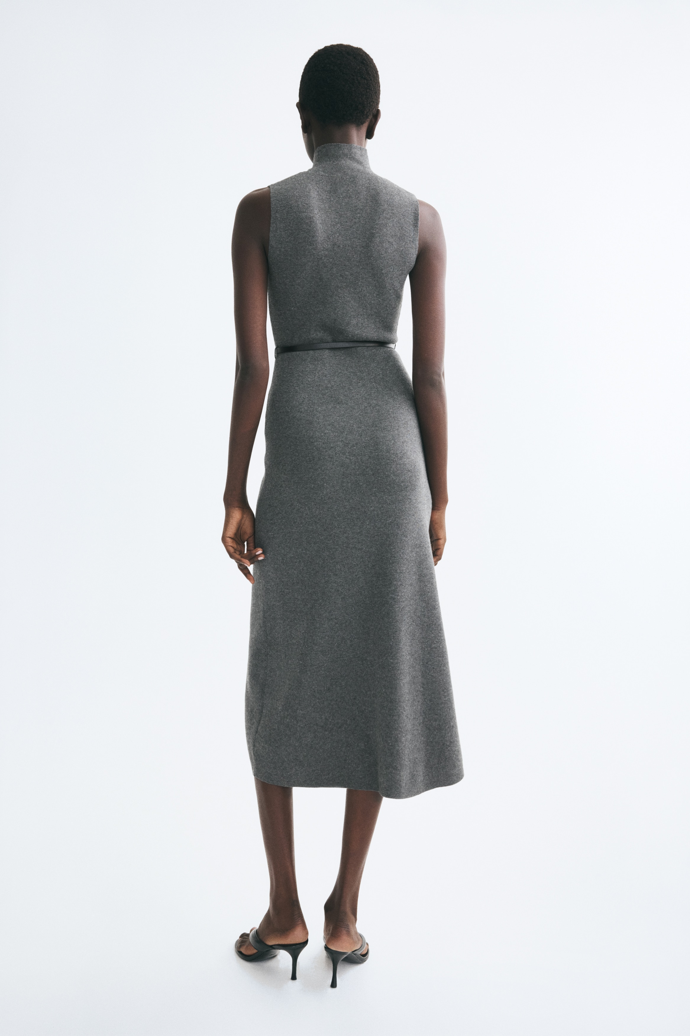 Belted Fine-Knit Dress thumbnail 3