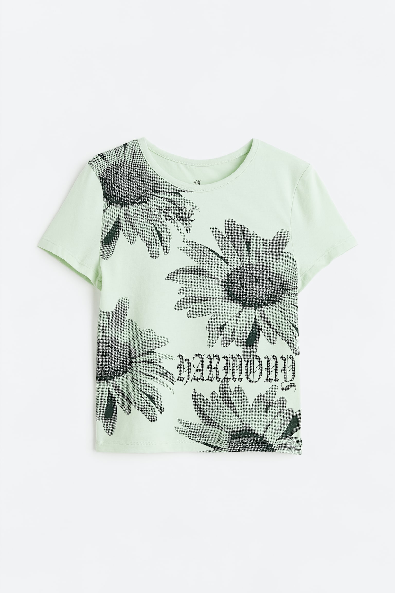 Printed T-shirt - Light green/Flowers/Dark grey/Butterfly/Light purple/Horses - 1