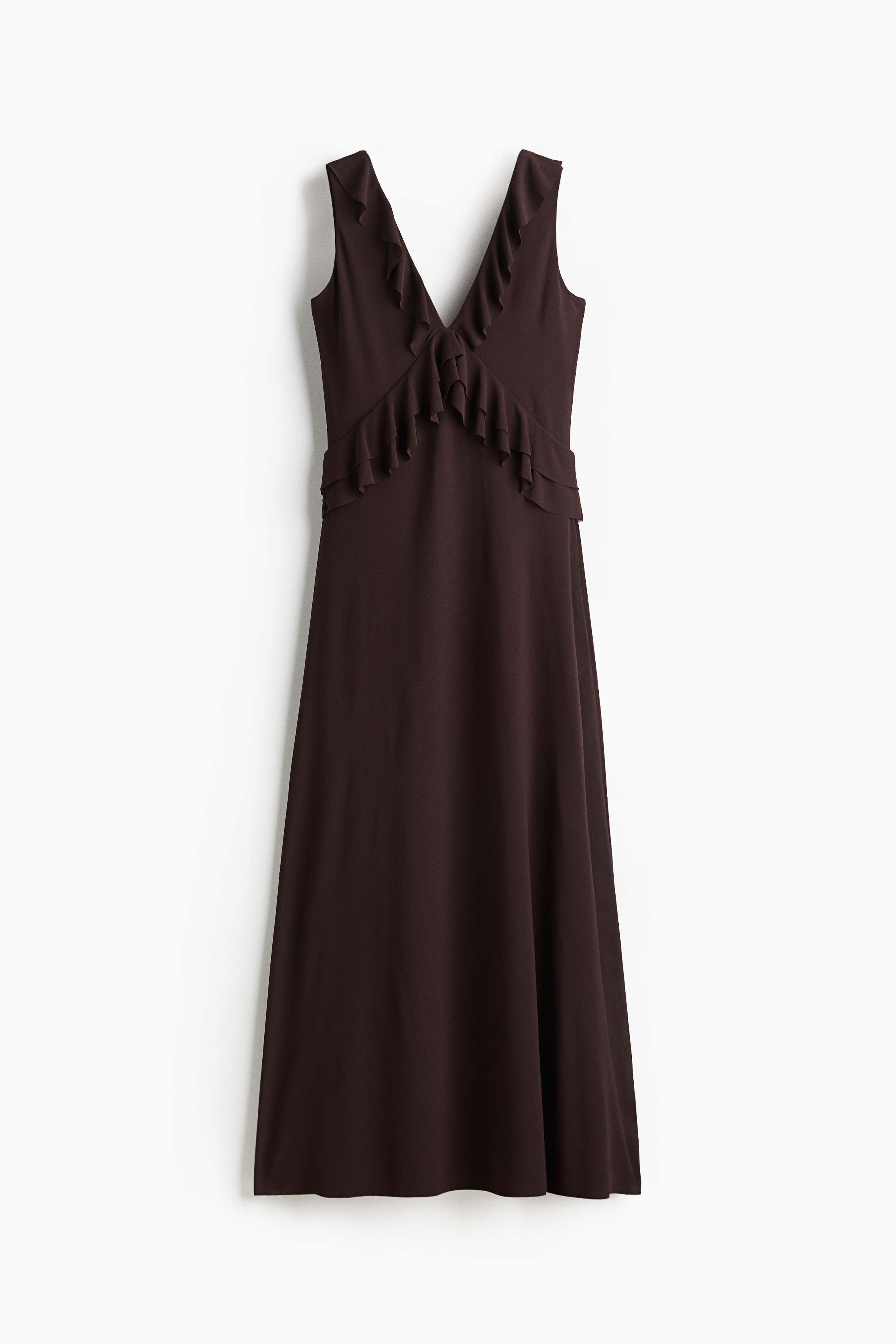 Abito con bordi a volant - Marrone scuro/Arancione polvere