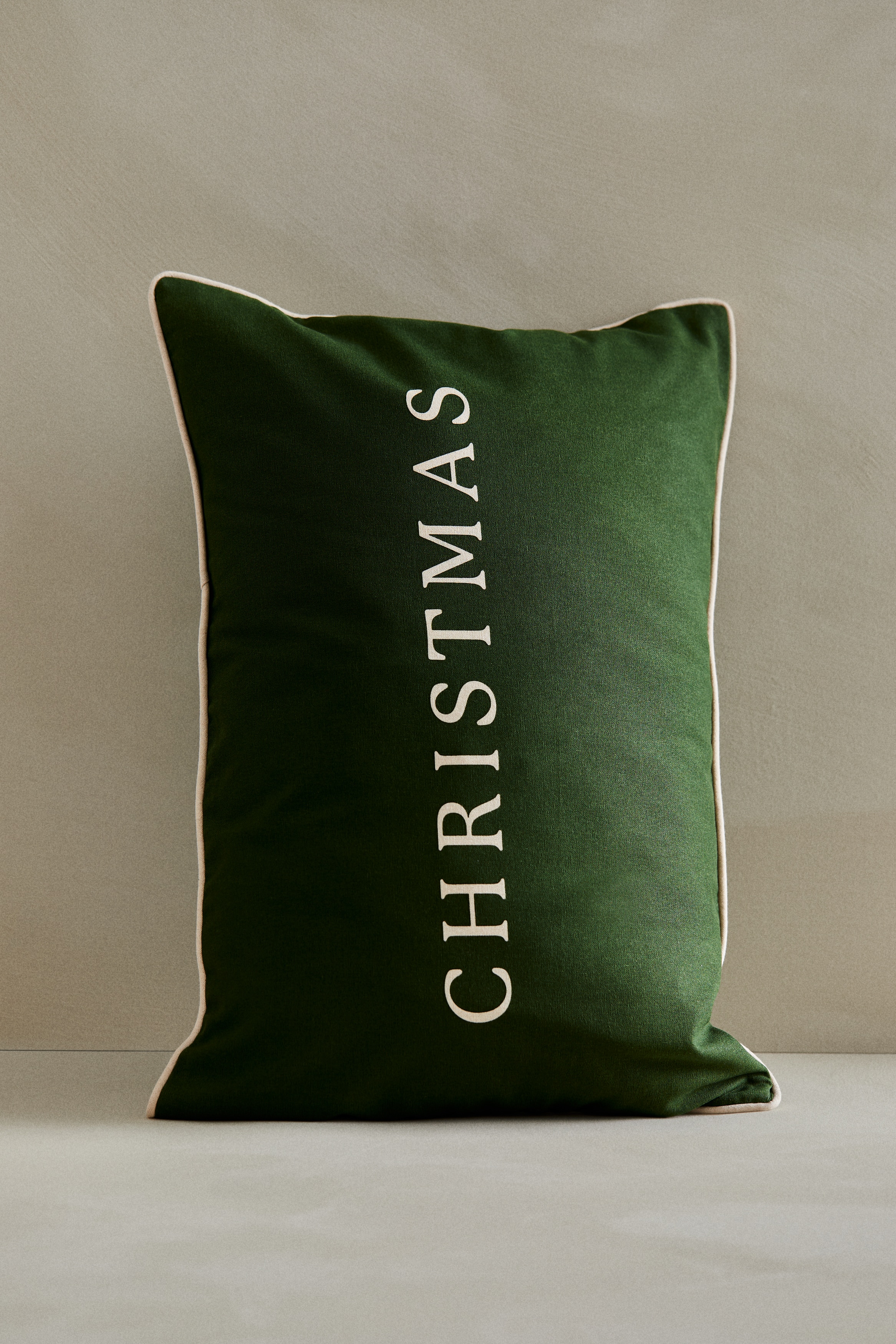 Printed Canvas Cushion Cover - Dark green/Christmas