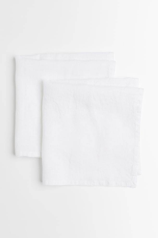 Lot de 2 serviettes de lin - Blanc/Gris anthracite/Gris/Beige/dc - 2