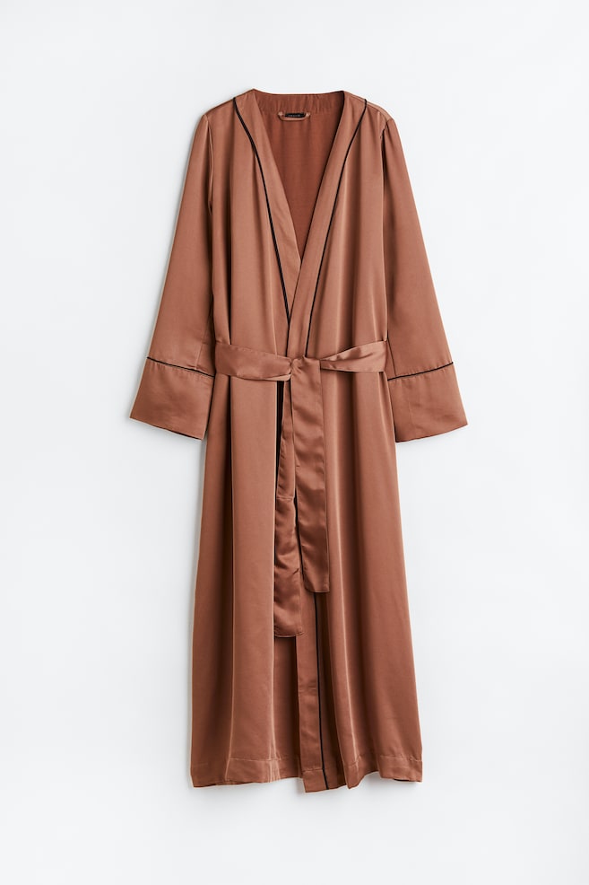 Satin dressing gown - Brown/Black/Light beige/Powder pink - 1