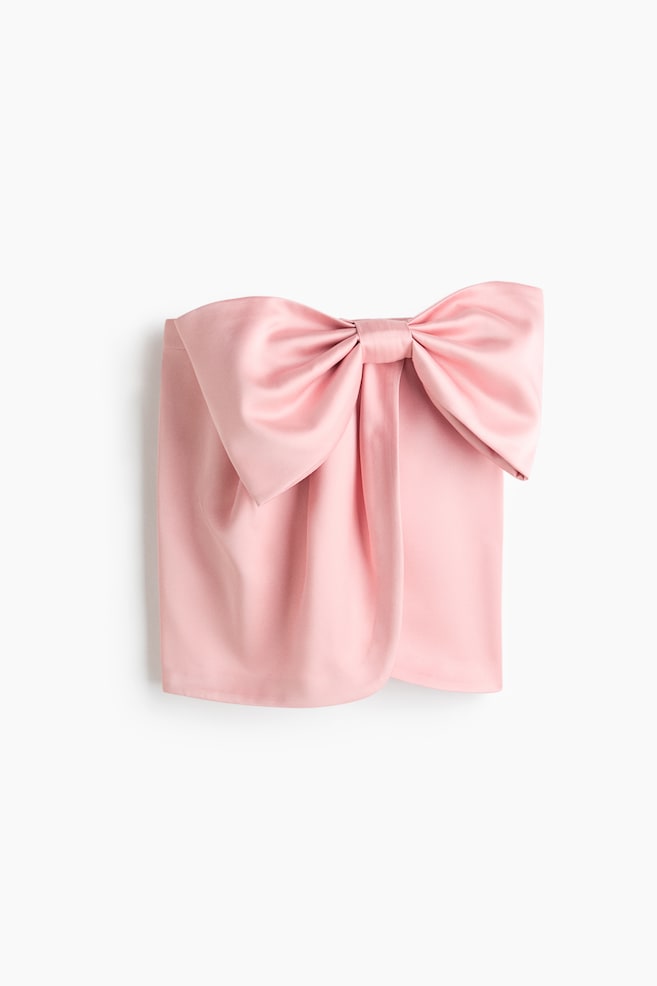 Bow-detail satin skirt - Light pink/Black - 1