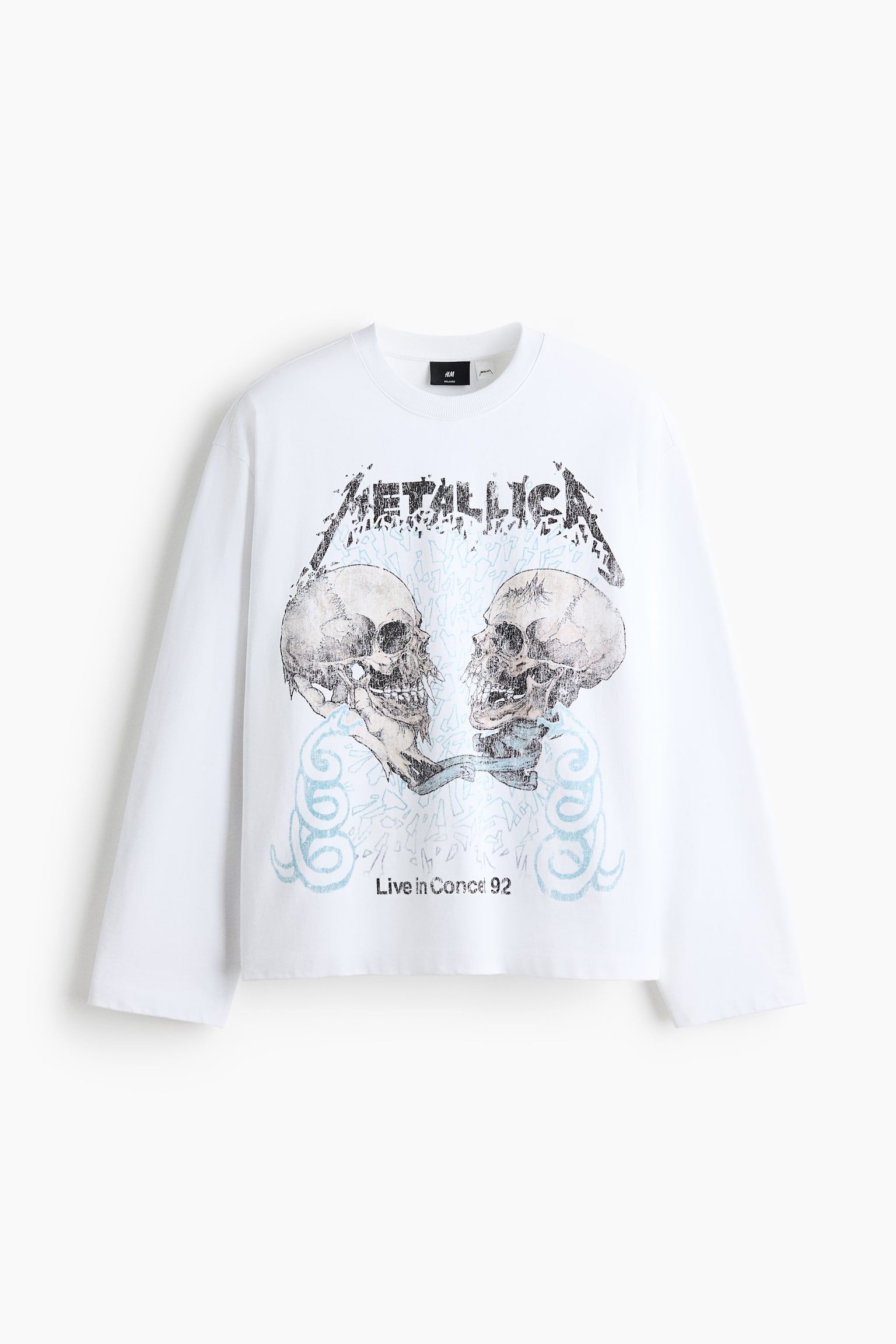 Relaxed-Fit Long-Sleeved Printed Cotton T-Shirt - White/Metallica/Black/Guns N' Roses