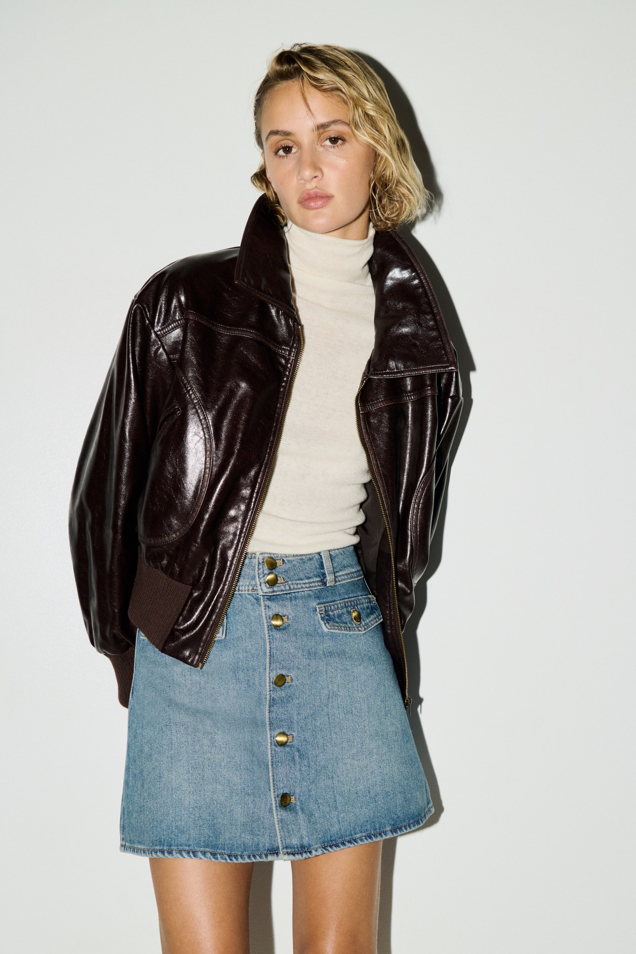 View larger image: A-line denim mini skirt - Denim blue - Ladies | H&M IN 1