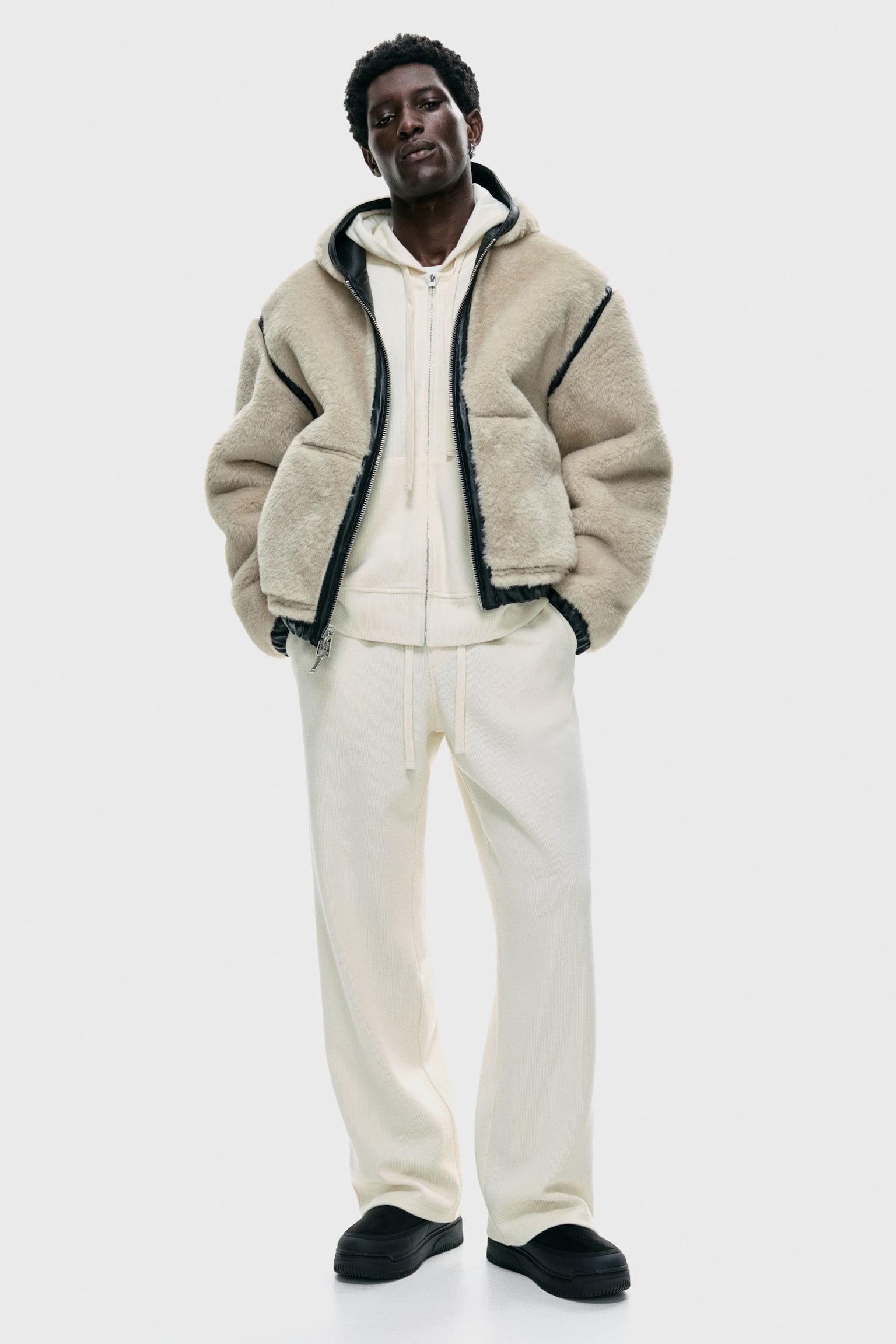 Loose Fit Jersey trousers - Cream - 2