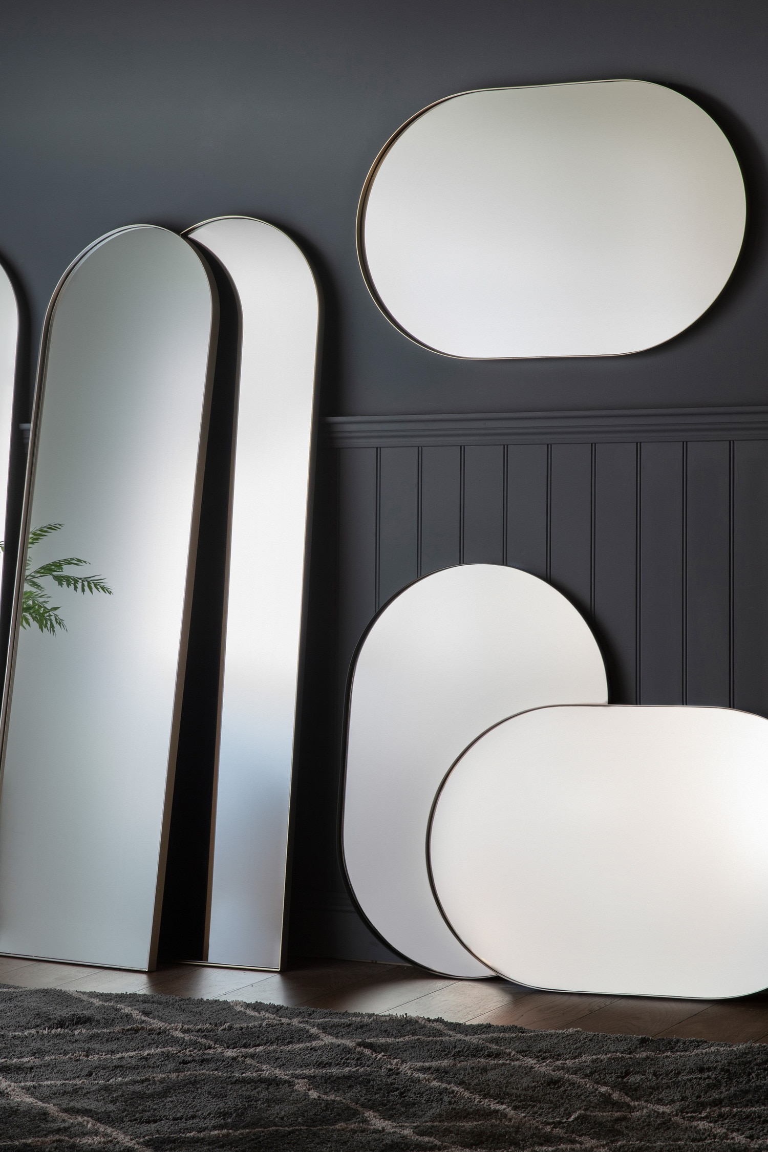 Metal Edge Arch Mirror 50 X 170cm - Black