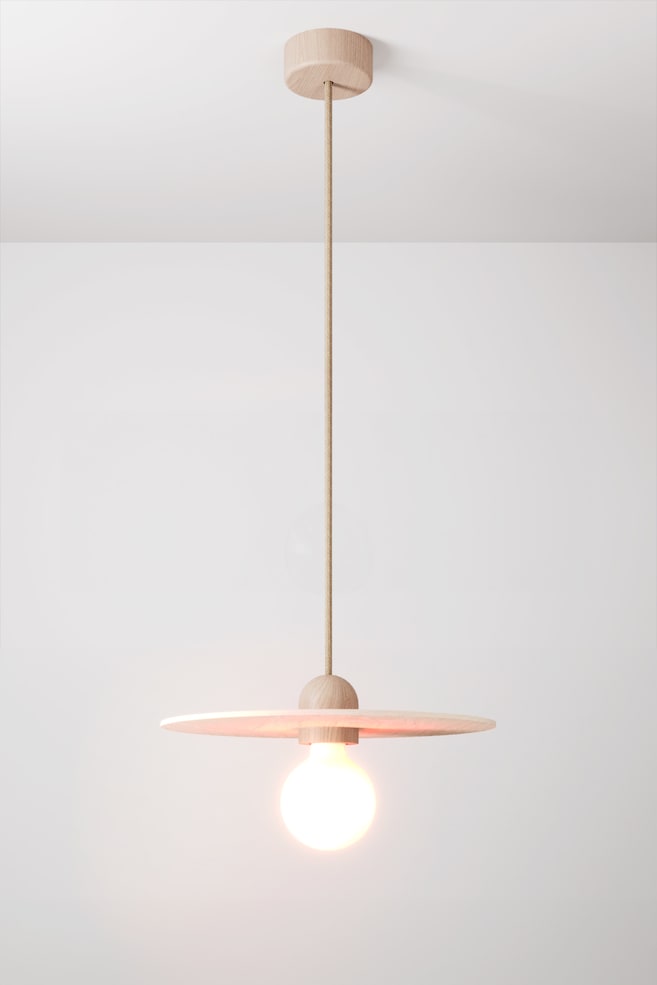 Plafondlamp Ufo In Hout, Met Gloeilamp - Jute/hout - 1