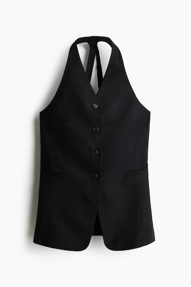 Halterneck waistcoat - Black/White/Pinstriped - 1