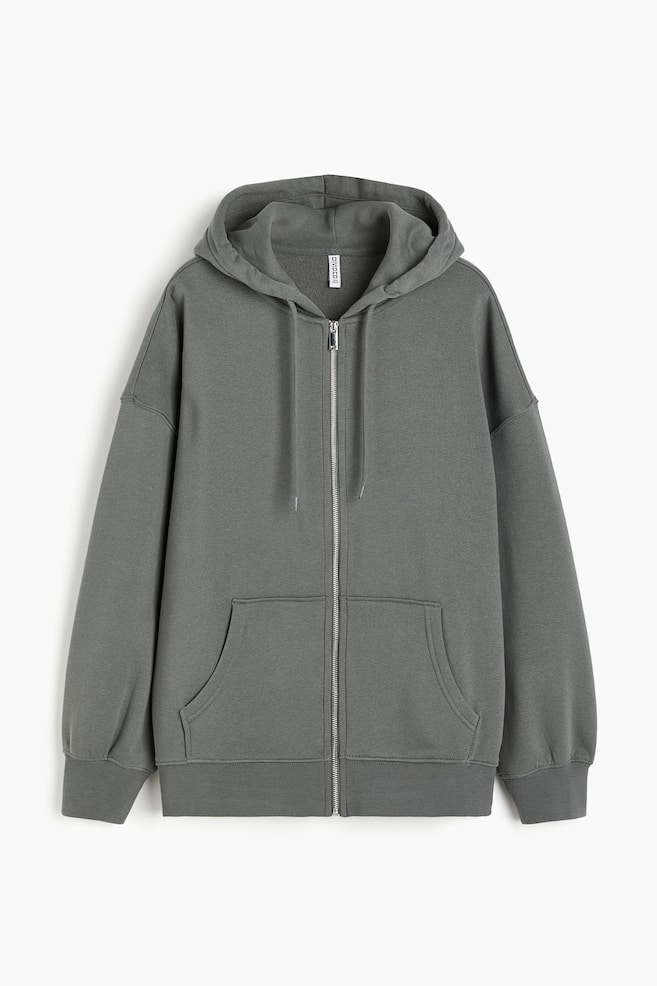 Oversized zip-through hoodie - Khaki green/Black/Light blue/Light grey marl/dc/dc/dc/dc/dc - 1